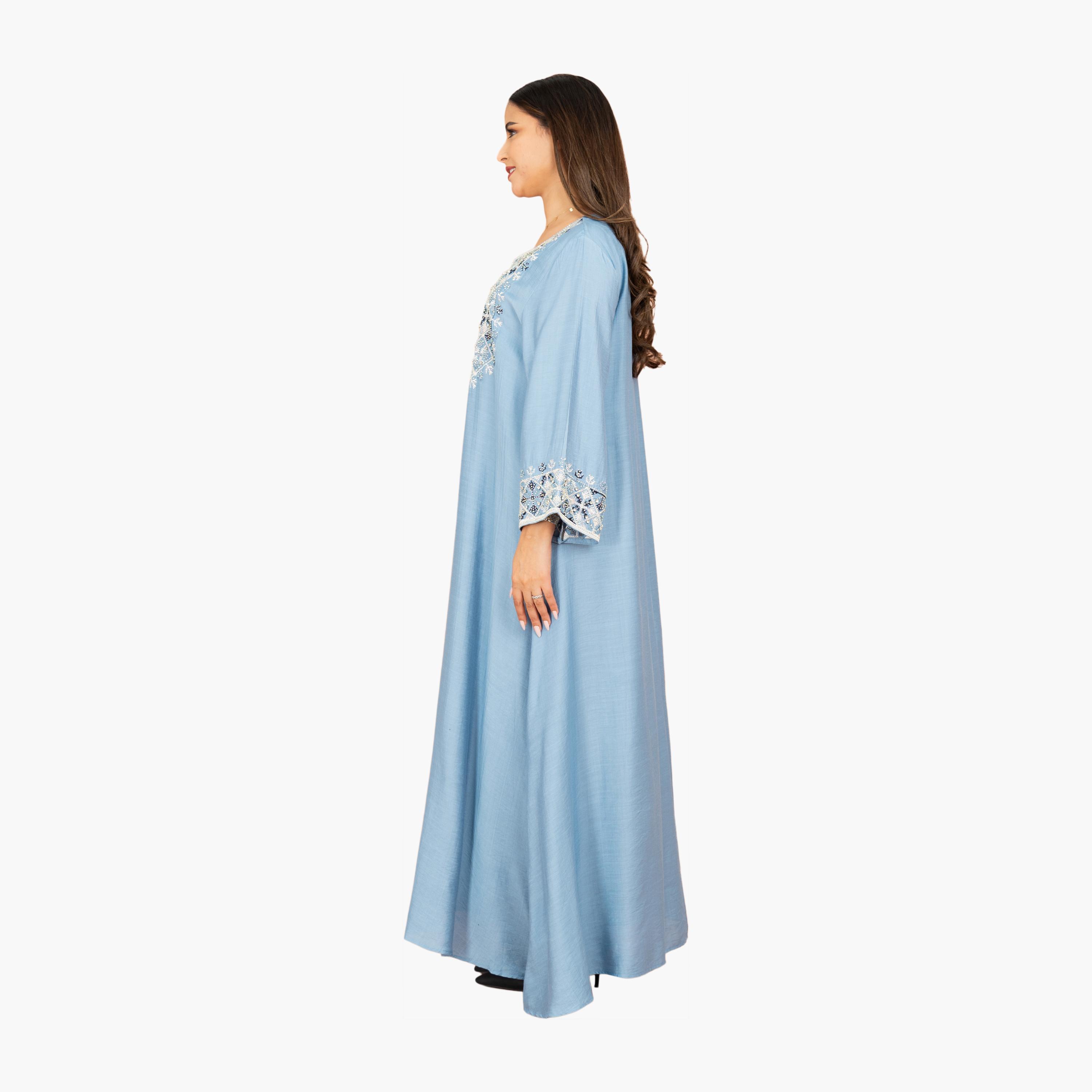 IKKXA Embroidered Yoke Flared Sleeves Women's Evening Jalabiya-women-arabicclothing-jalabiyas-image-7