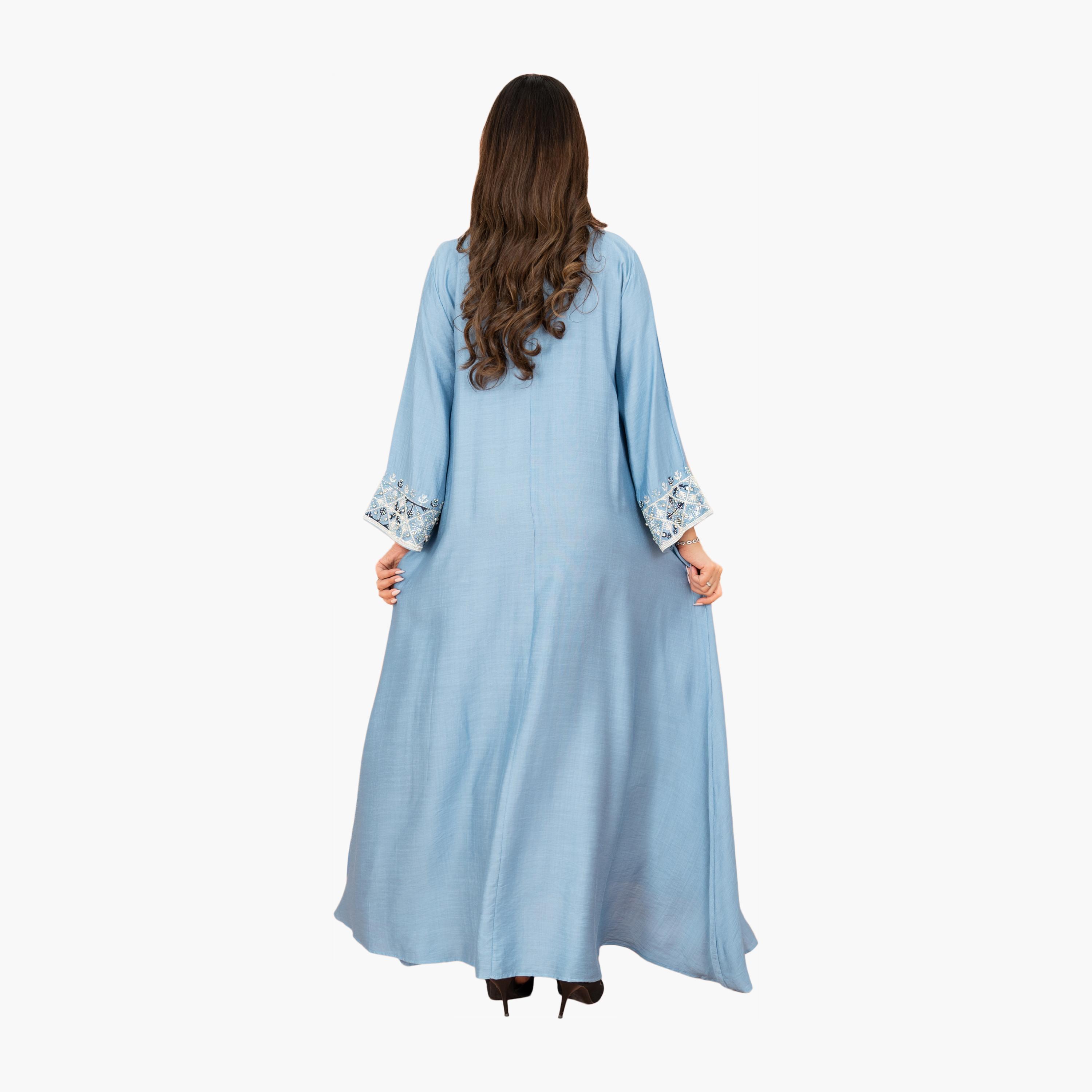 IKKXA Embroidered Yoke Flared Sleeves Women's Evening Jalabiya-women-arabicclothing-jalabiyas-image-8