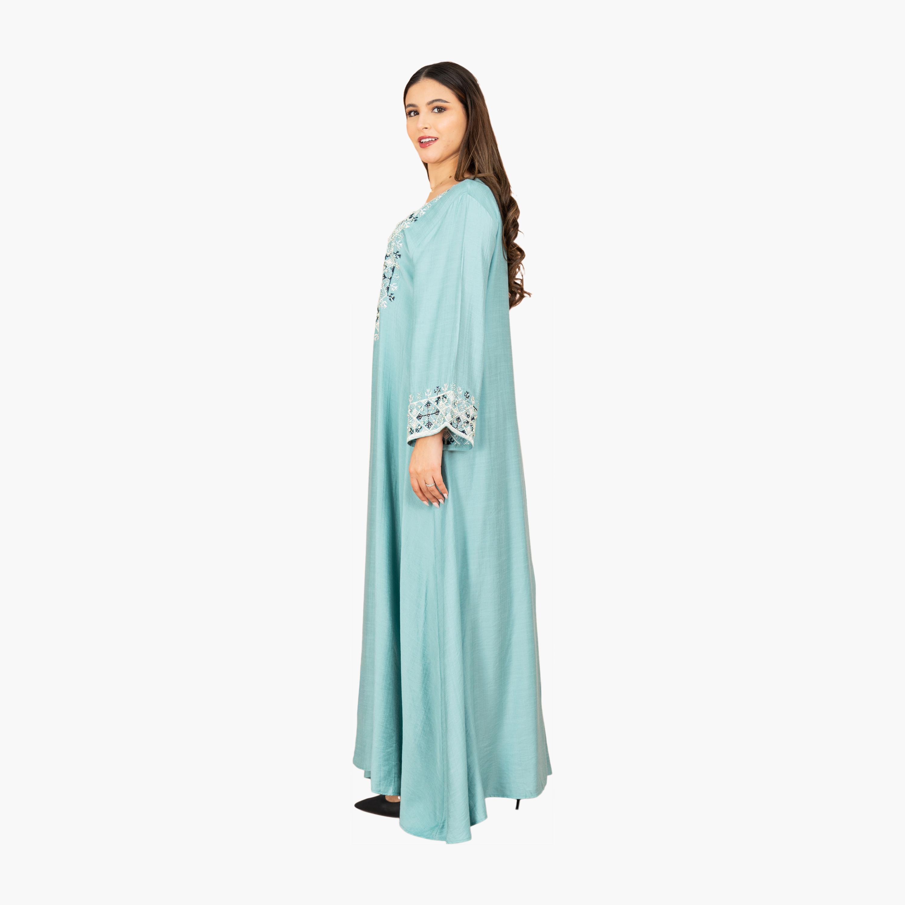 جلابية سهرة نسائية مطرزة بقبة دائرية وأكمام واسعة من إككسا-women-arabicclothing-jalabiyas-image-3
