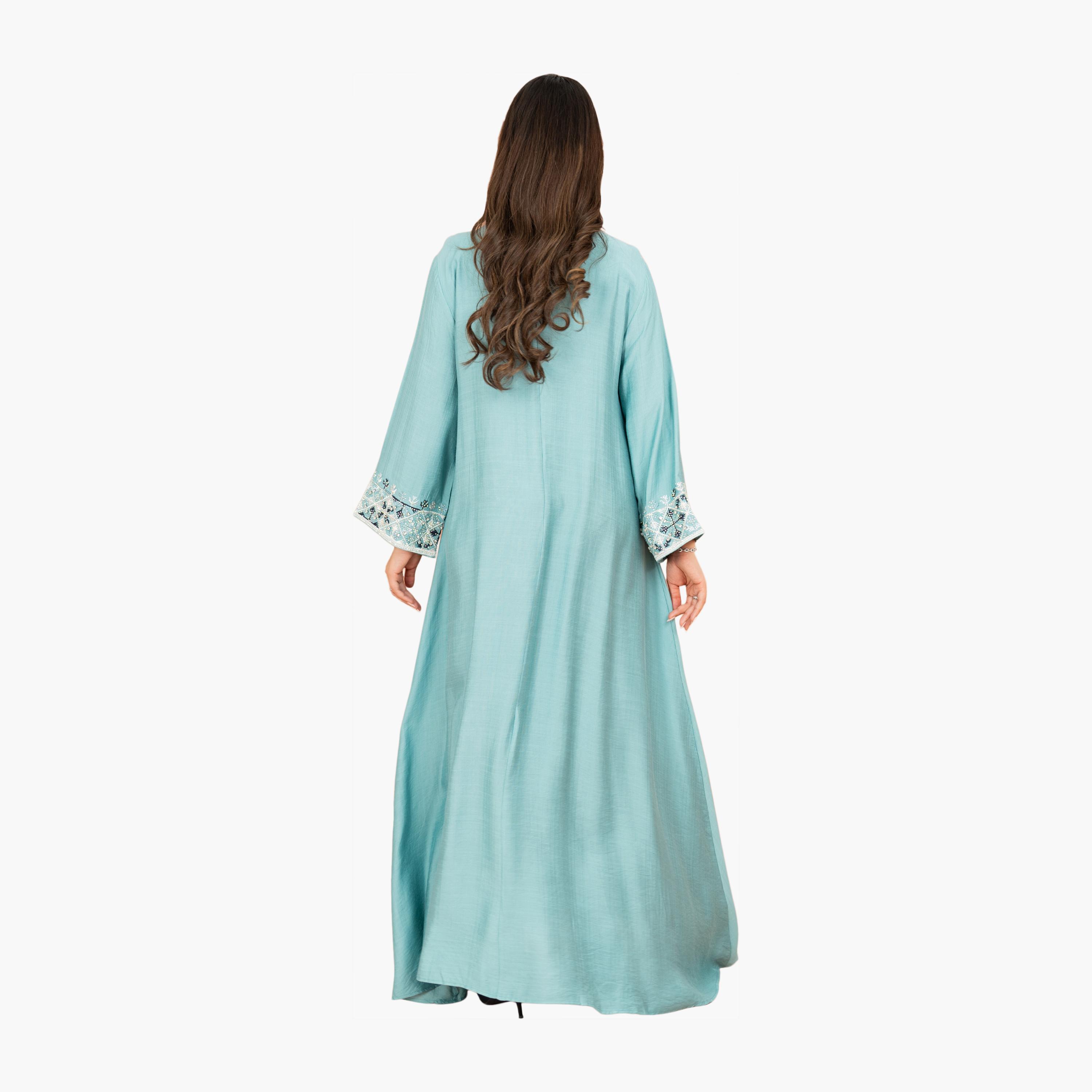 جلابية سهرة نسائية مطرزة بقبة دائرية وأكمام واسعة من إككسا-women-arabicclothing-jalabiyas-image-4