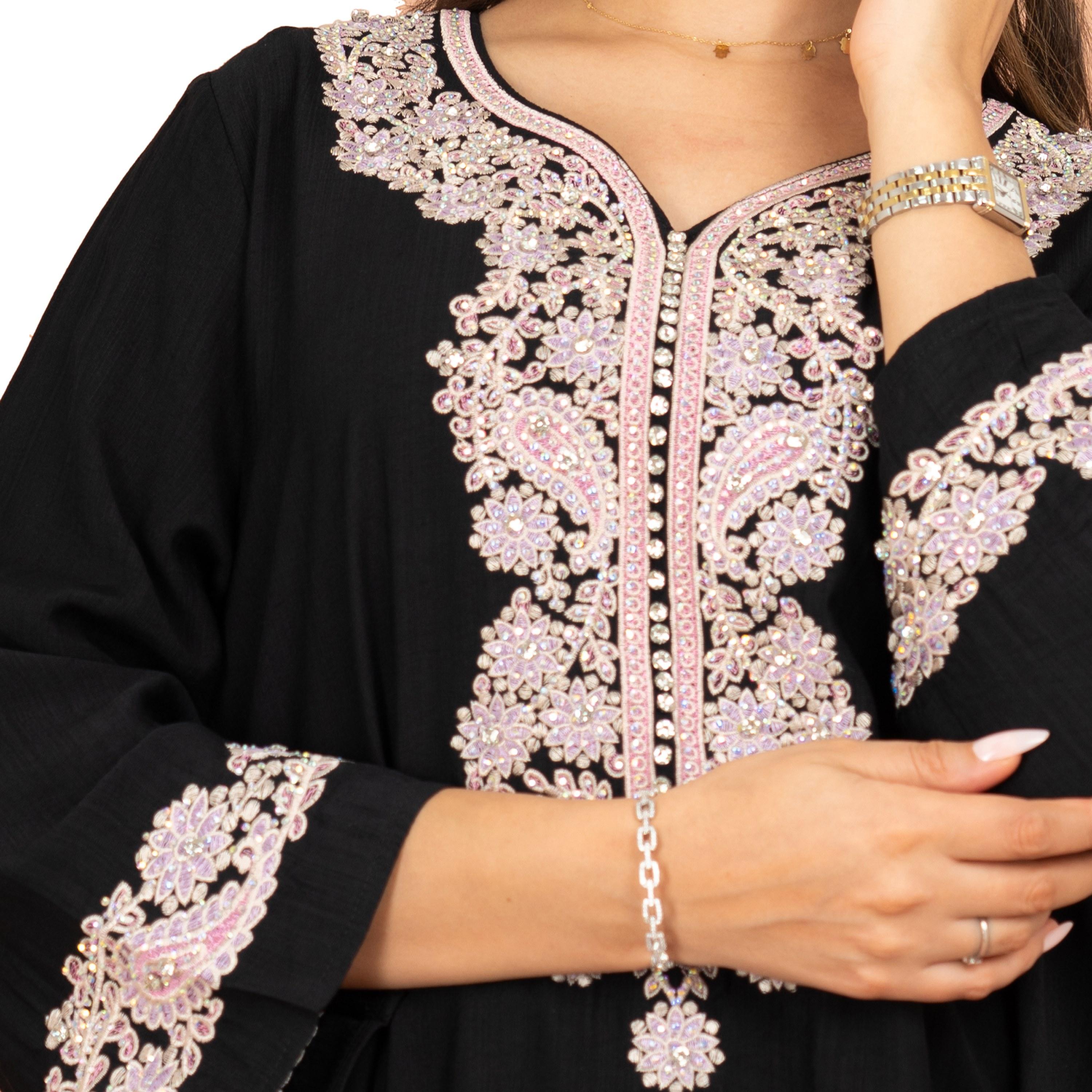 IKKXA Embroidered Yoke Women's Evening Jalabiya-women-arabicclothing-jalabiyas-image-2