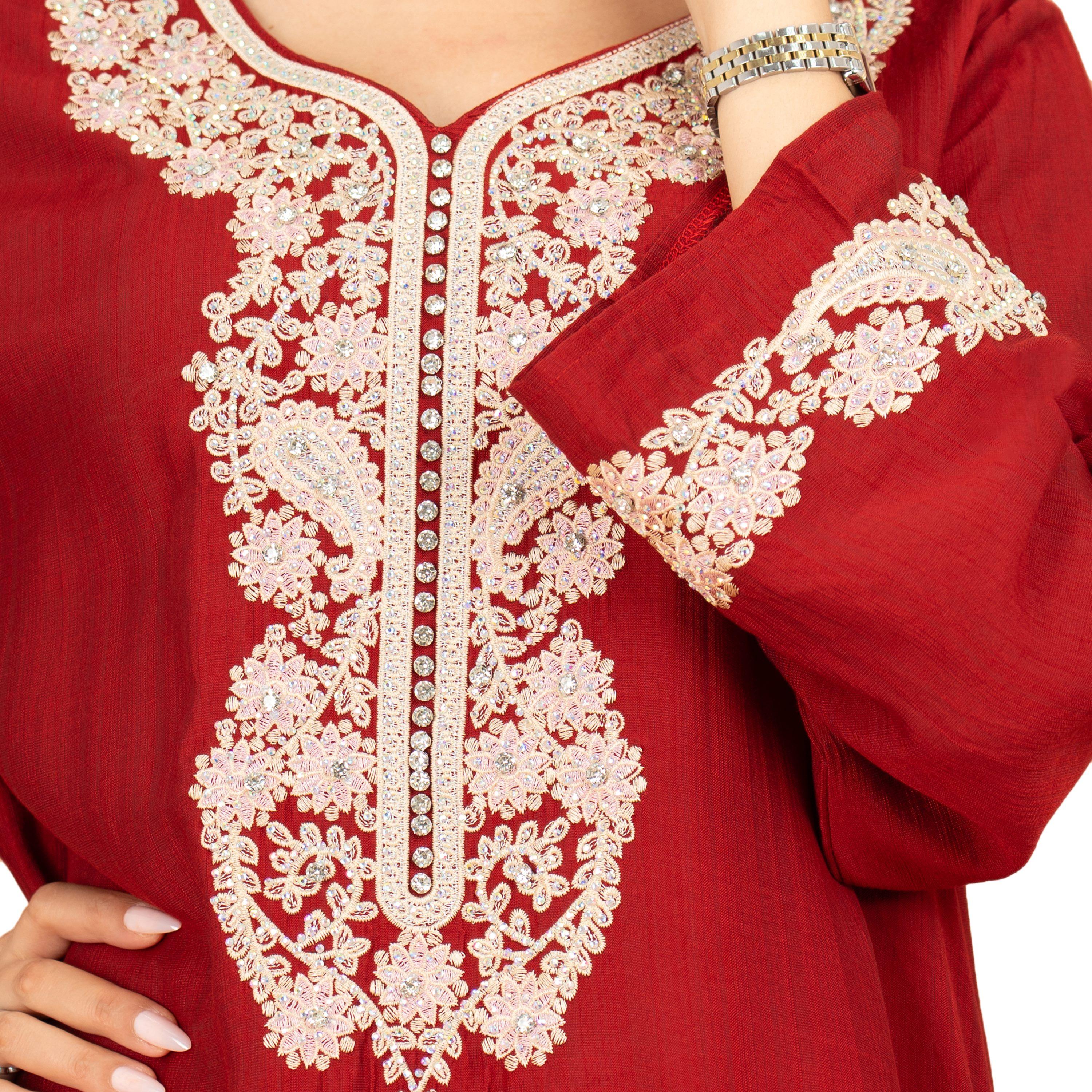 جلابية سهرة نسائية مطرزة بقبة دائرية من إككسا-women-arabicclothing-jalabiyas-image-10