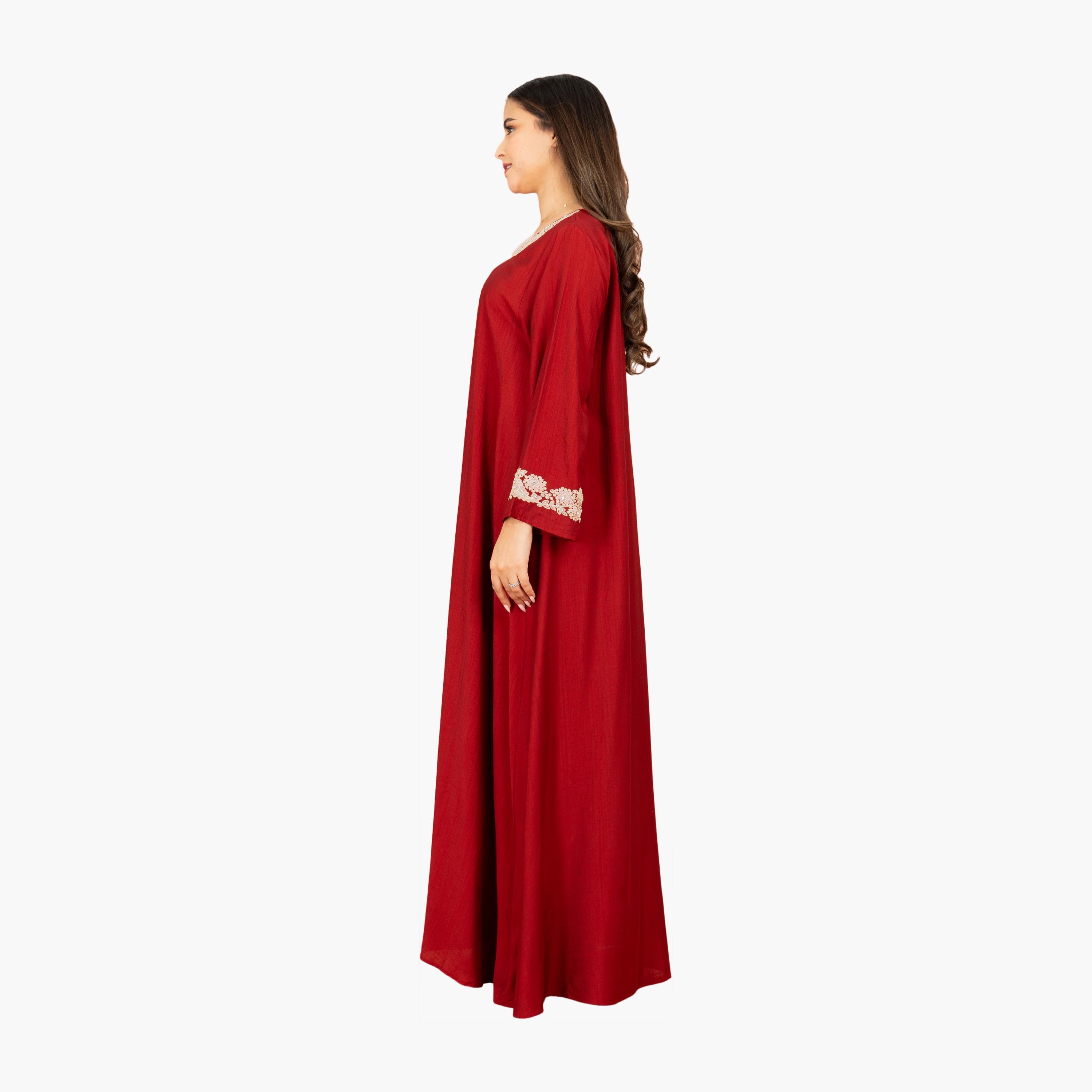 جلابية سهرة نسائية مطرزة بقبة دائرية من إككسا-women-arabicclothing-jalabiyas-image-11