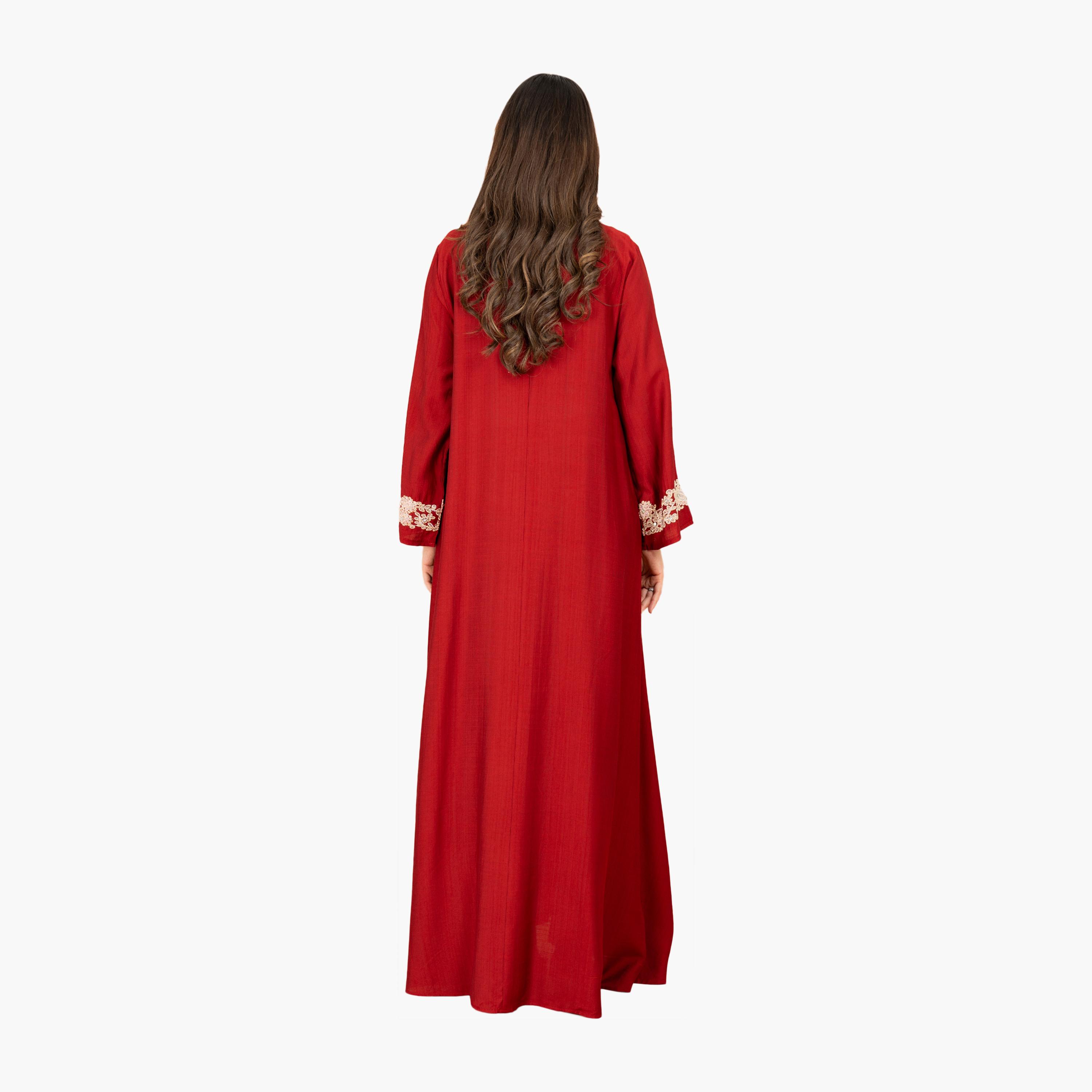 جلابية سهرة نسائية مطرزة بقبة دائرية من إككسا-women-arabicclothing-jalabiyas-image-12