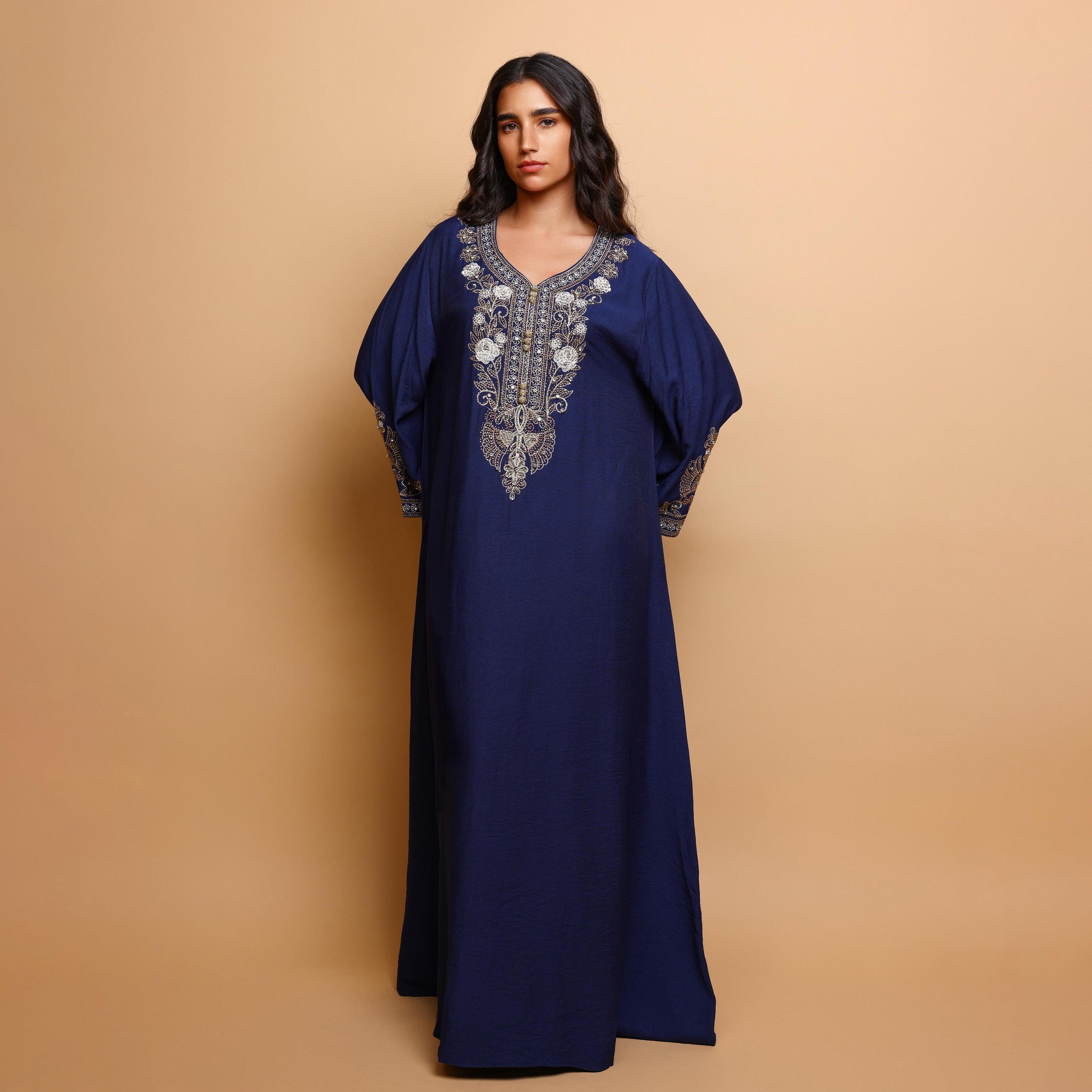 IKKXA Embroidered Yoke Wide Sleeves Women's Evening Jalabiya-women-arabicclothing-jalabiyas-image-1