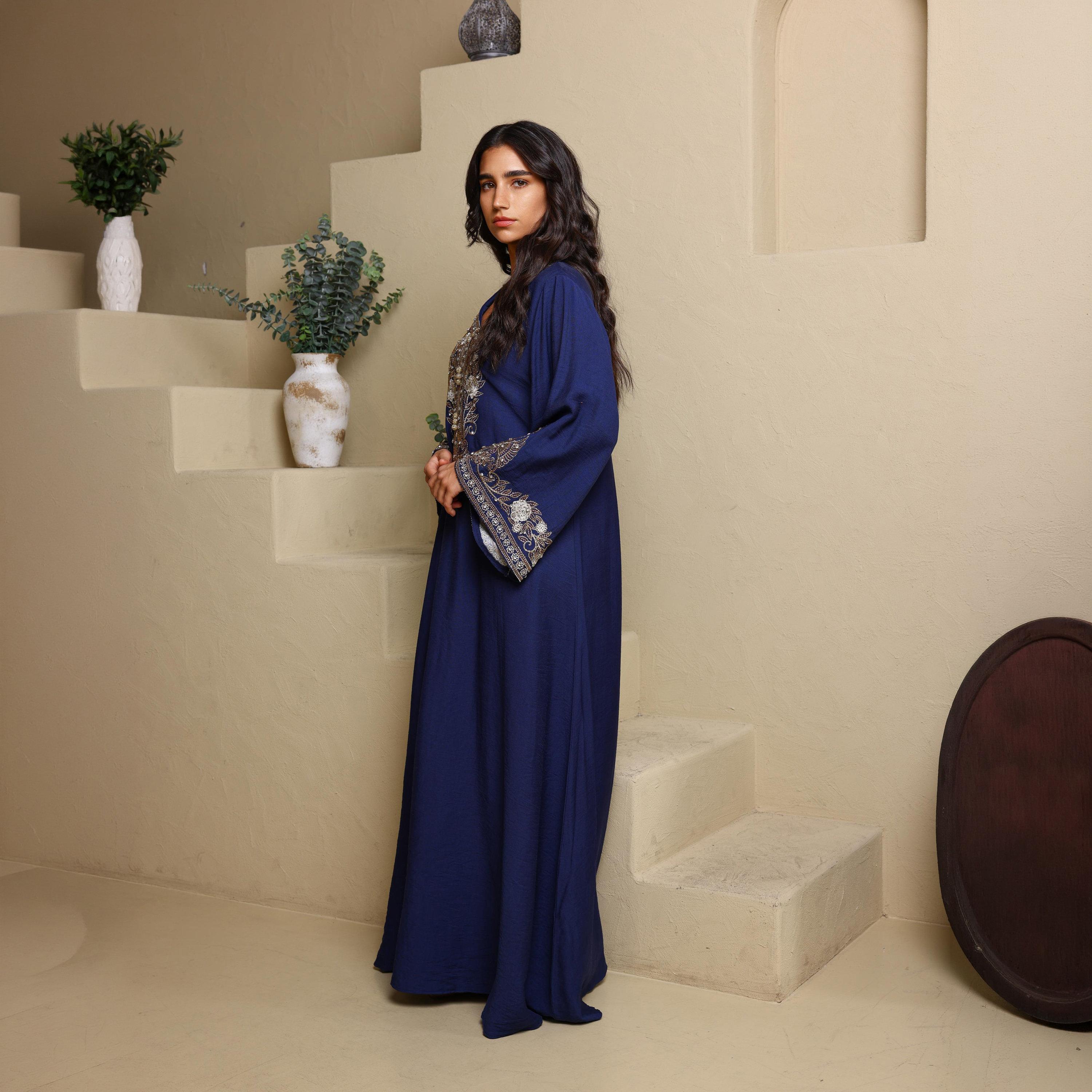 IKKXA Embroidered Yoke Wide Sleeves Women's Evening Jalabiya-women-arabicclothing-jalabiyas-image-3
