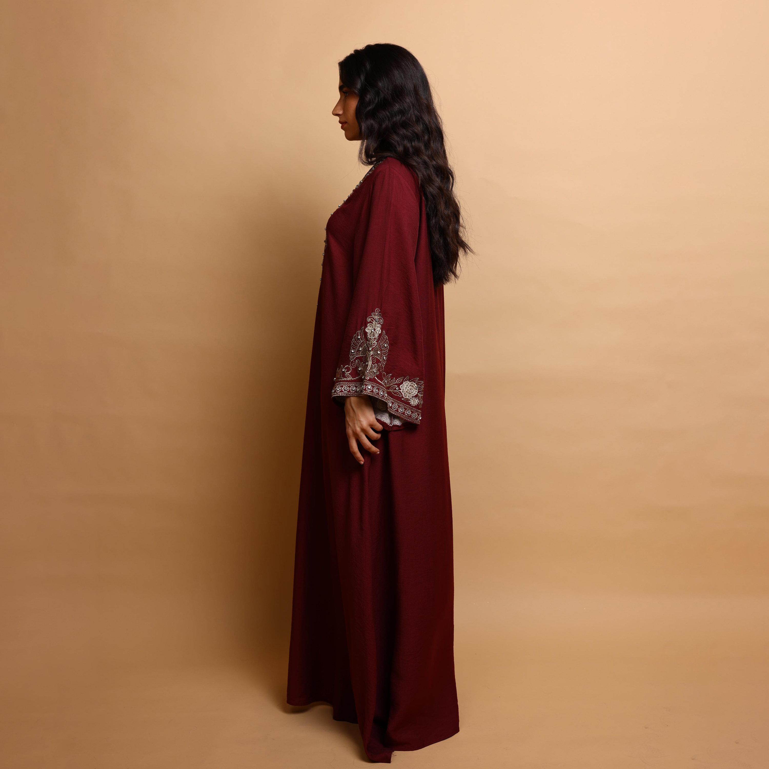IKKXA Embroidered Yoke Wide Sleeves Women's Evening Jalabiya-women-arabicclothing-jalabiyas-image-3