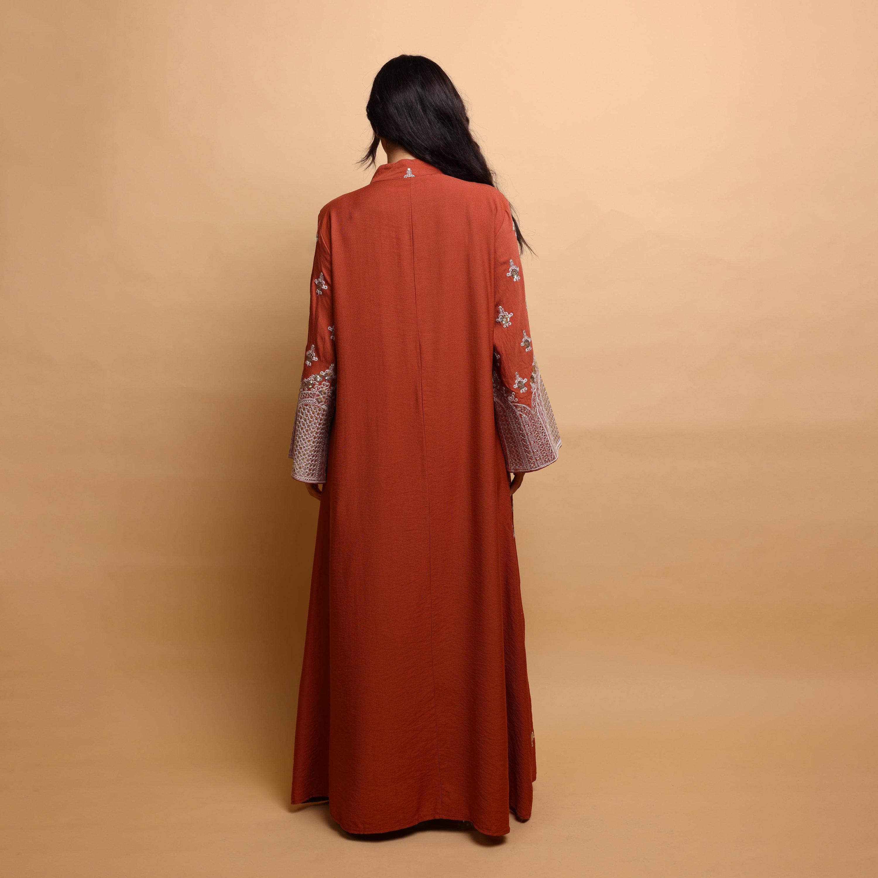 IKKXA Embroidered & Sequined Mandarin Collar Wide Sleeves Women's Evening Jalabiya-women-arabicclothing-jalabiyas-image-5