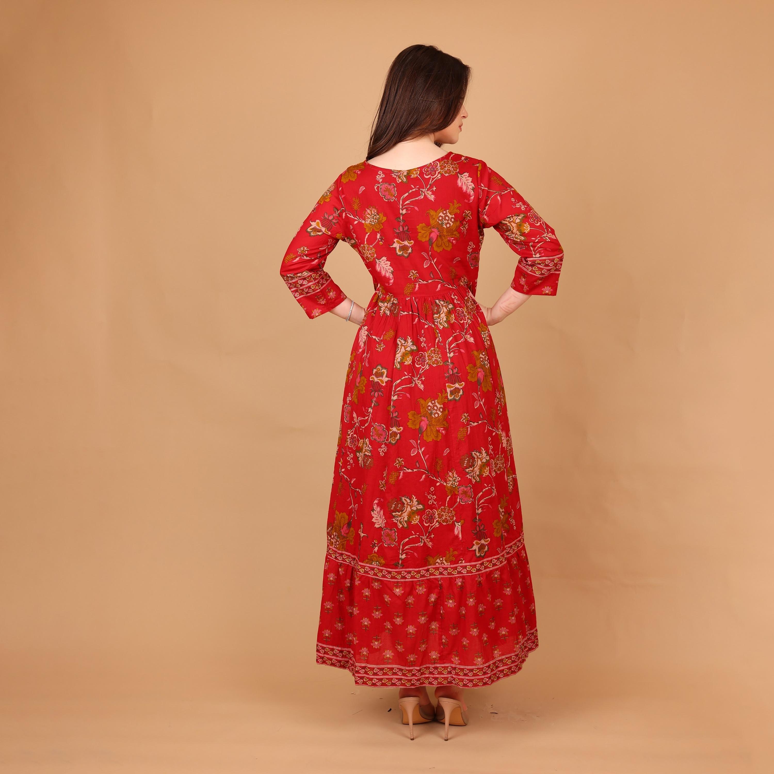 IKKXA Floral Print Women's Fit and Flared Jalabiya-women-arabicclothing-jalabiyas-image-5
