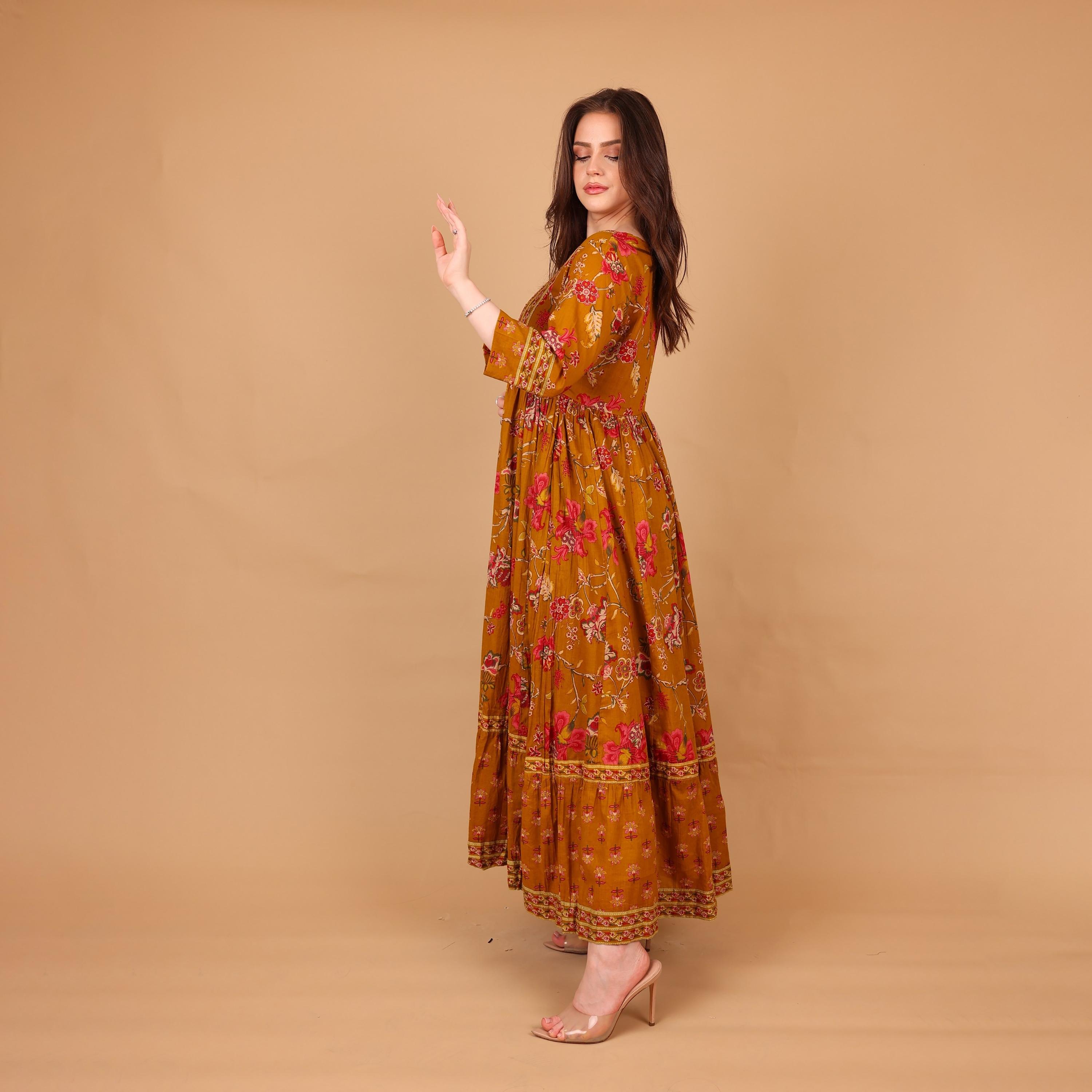 IKKXA Floral Print Women's Fit and Flared Jalabiya-women-arabicclothing-jalabiyas-image-4
