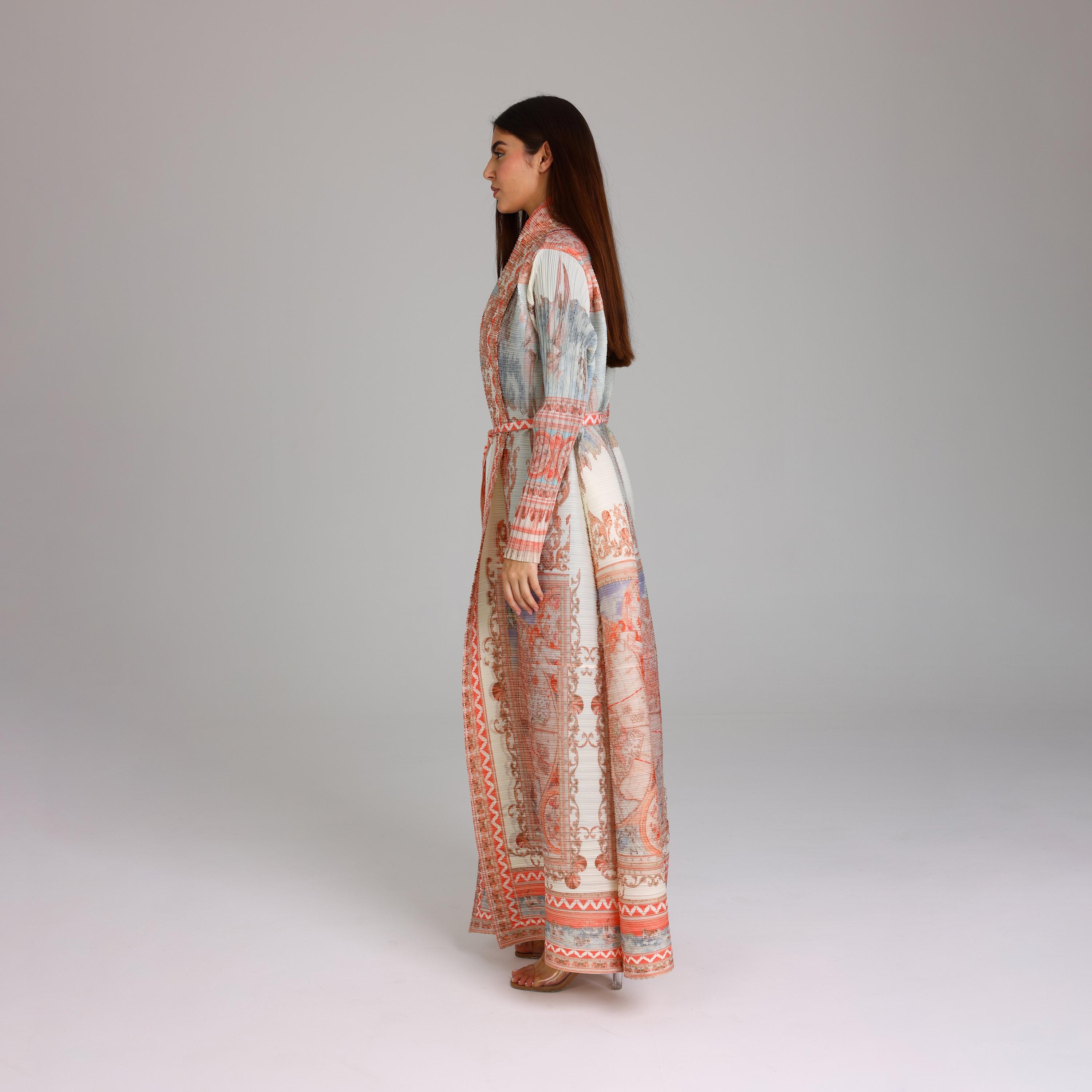 IKKXA Multicolor Baroque Print Plisse Women's Abaya-women-arabicclothing-abayas-image-3