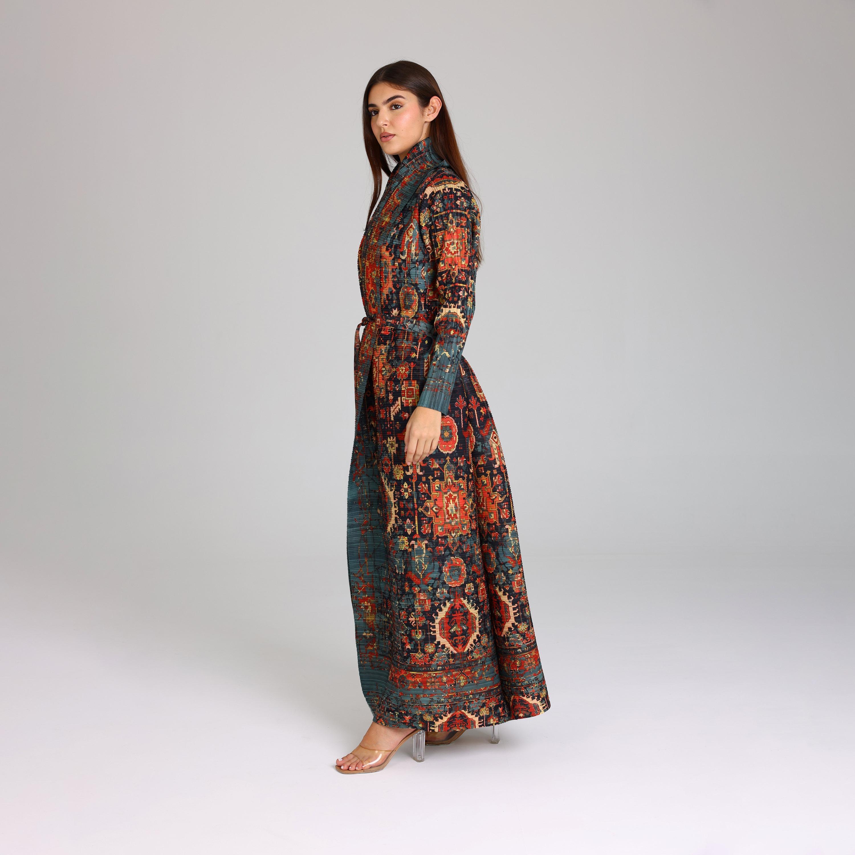 IKKXA Multicolor Colorful Printed Plisse Women's Abaya-women-arabicclothing-abayas-image-4