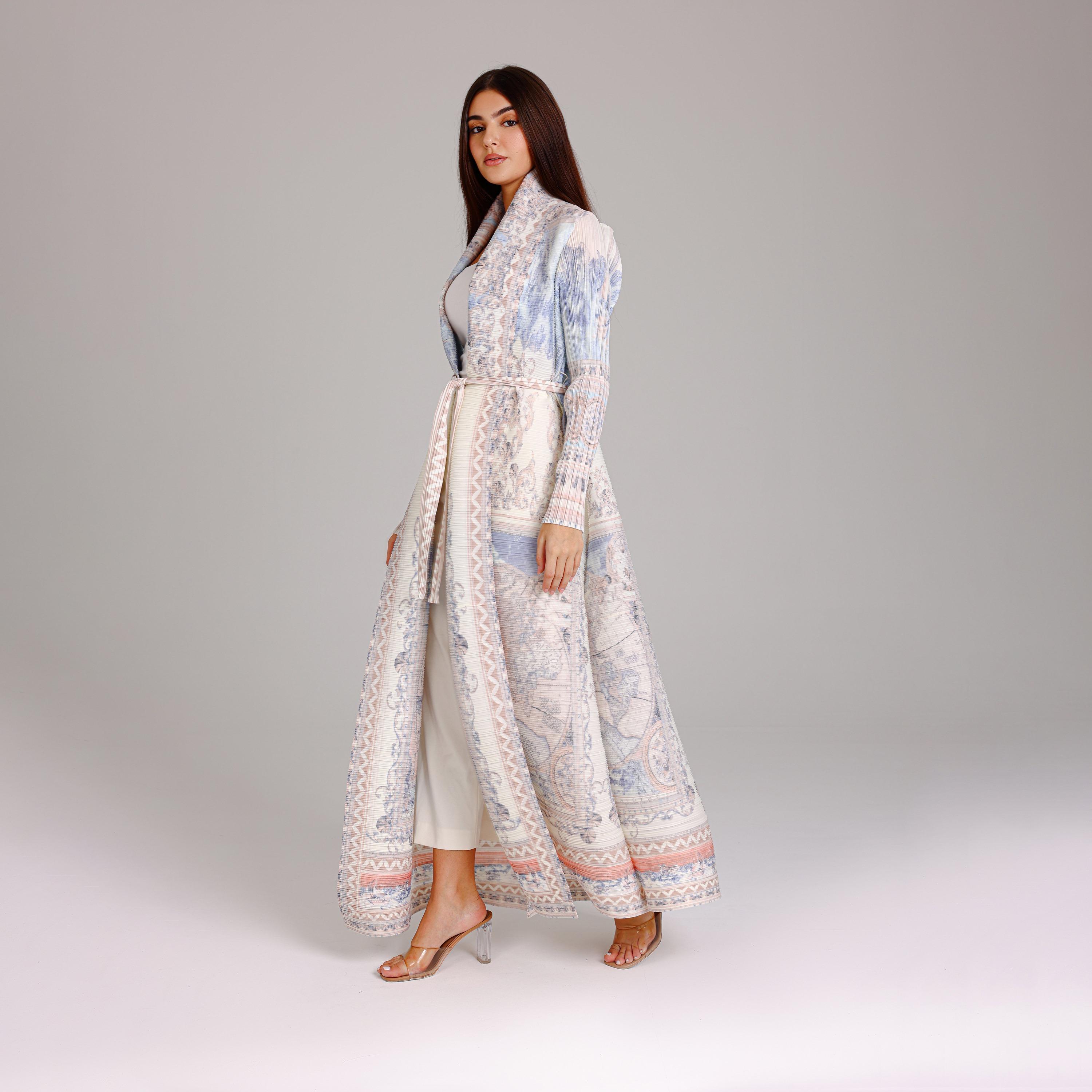 IKKXA Multicolor Baroque Print Plisse Women's Abaya-women-arabicclothing-abayas-image-3