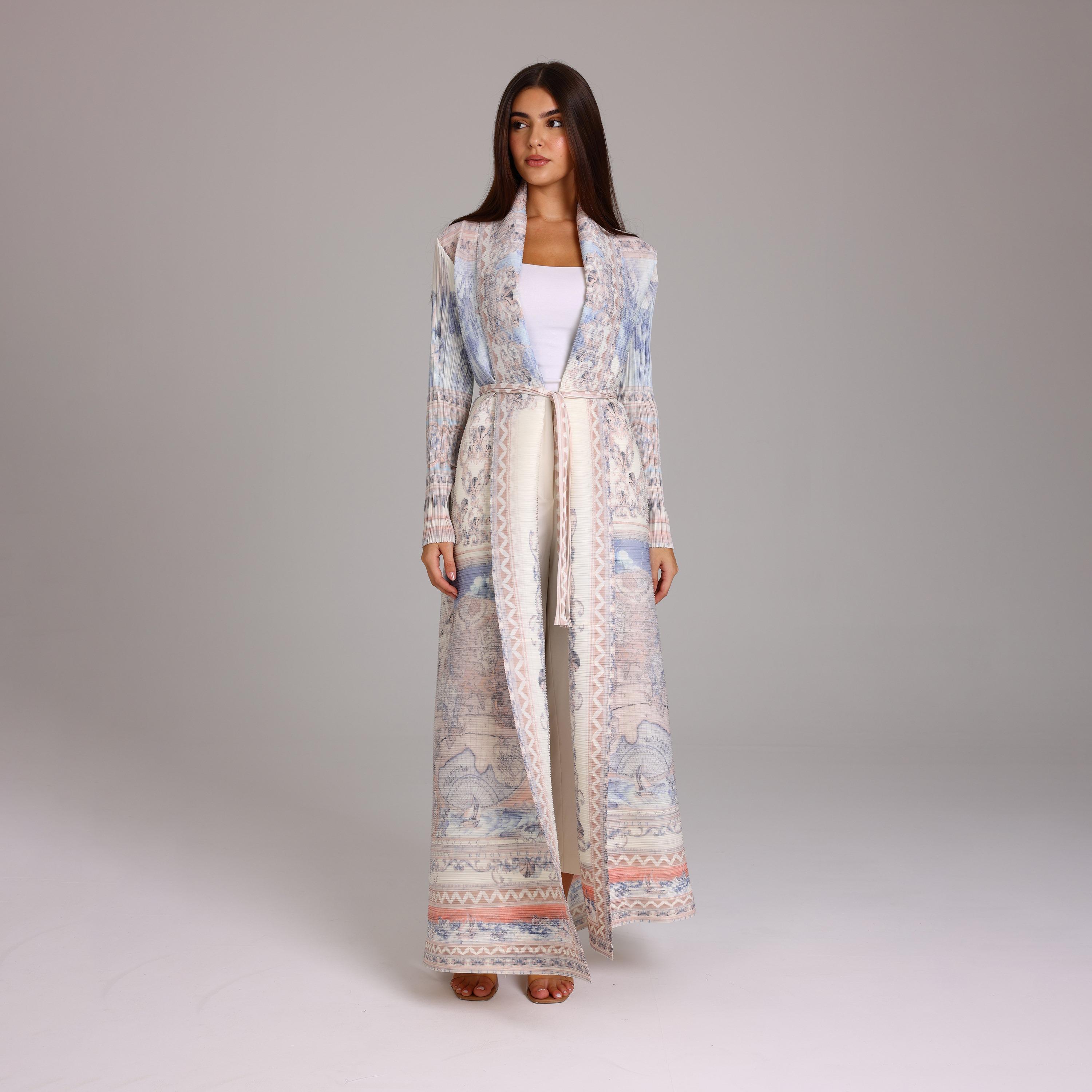 IKKXA Multicolor Baroque Print Plisse Women's Abaya-women-arabicclothing-abayas-image-4