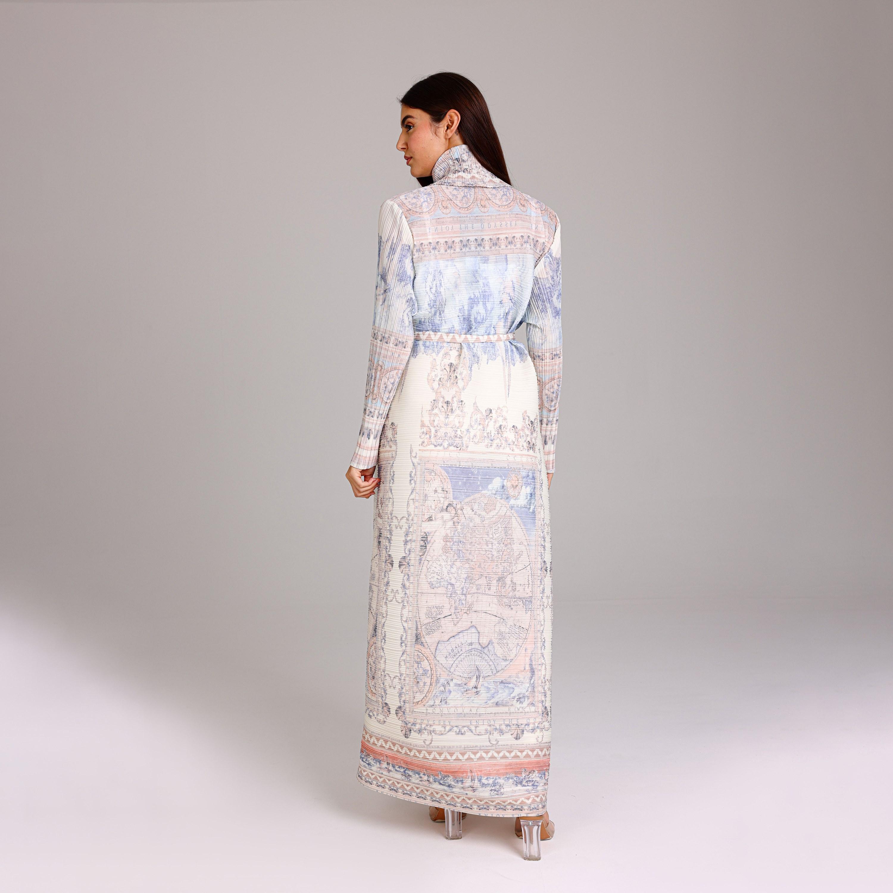IKKXA Multicolor Baroque Print Plisse Women's Abaya-women-arabicclothing-abayas-image-5
