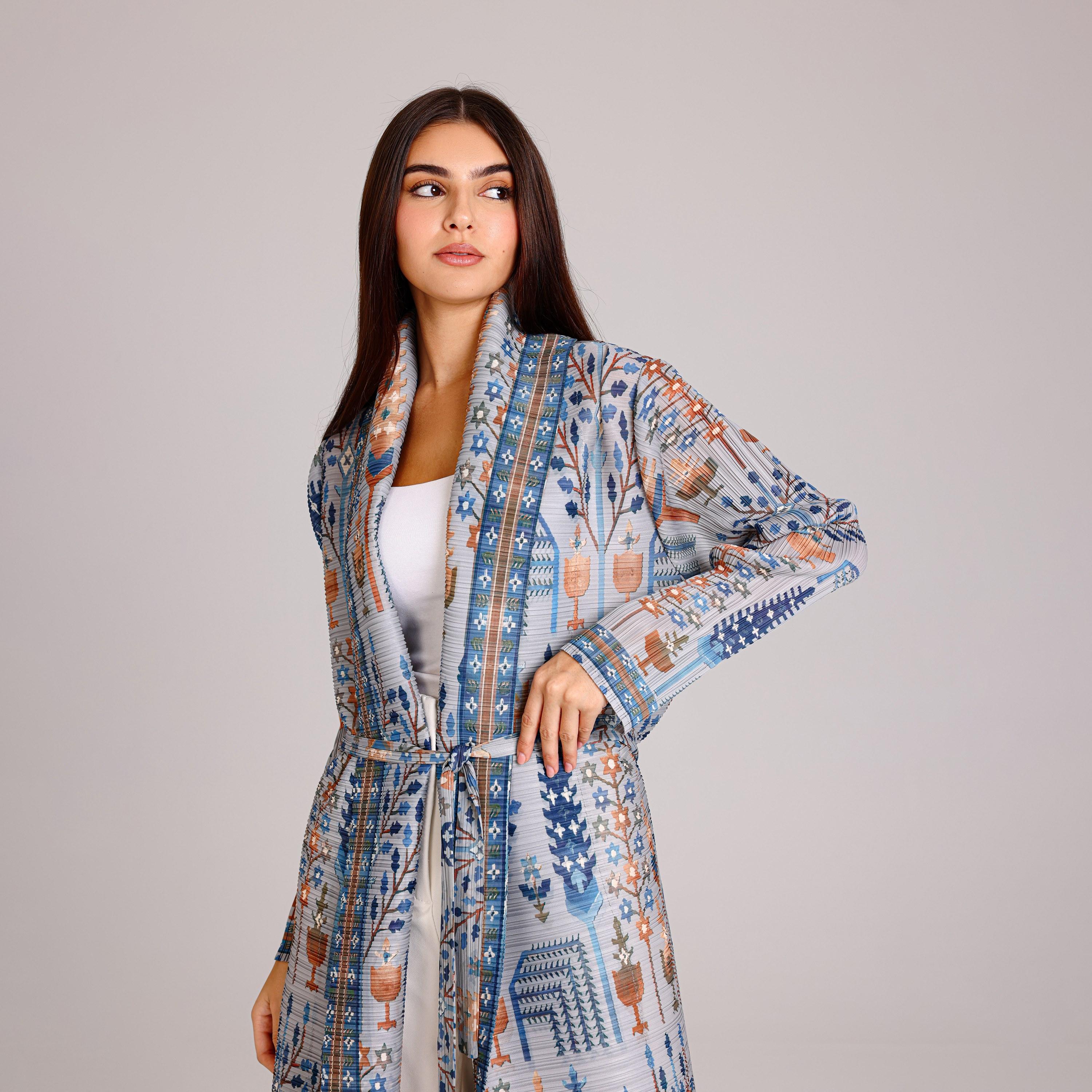 IKKXA Multicolor Bohemian Print Plisse Women's Abaya-women-arabicclothing-abayas-image-2
