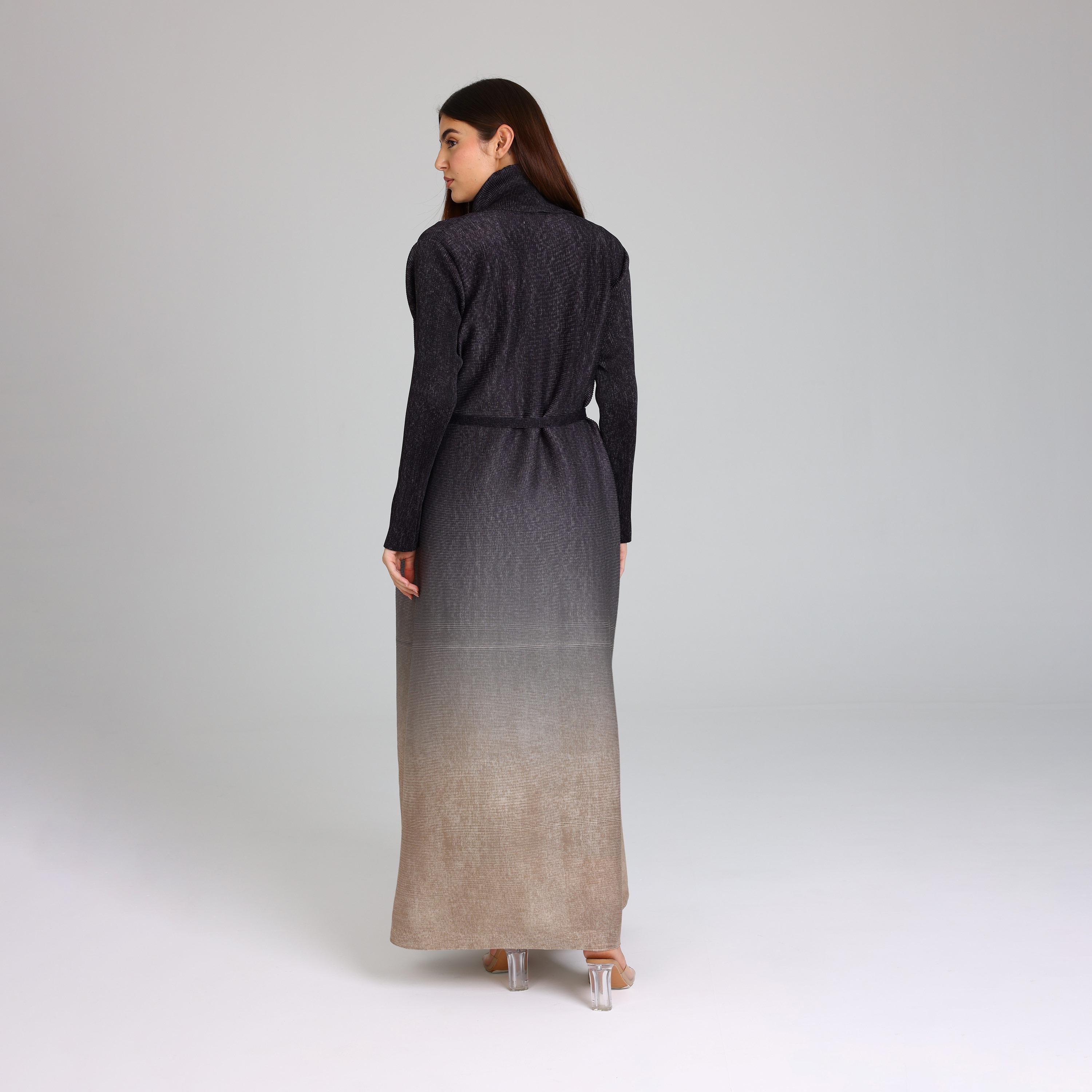 IKKXA Grey Ombre Plisse Women's Abaya-women-arabicclothing-abayas-image-5