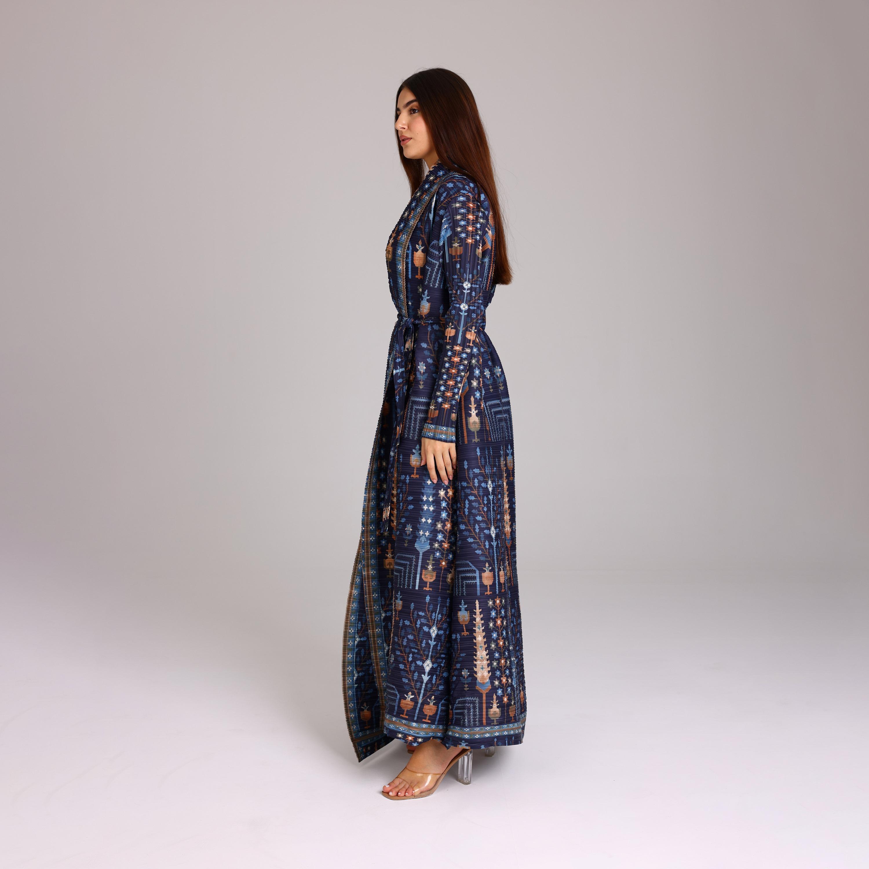 عباية نسائية بليسيه بطبعة بوهيمية متعددة الألوان من إككسا.-women-arabicclothing-abayas-image-3