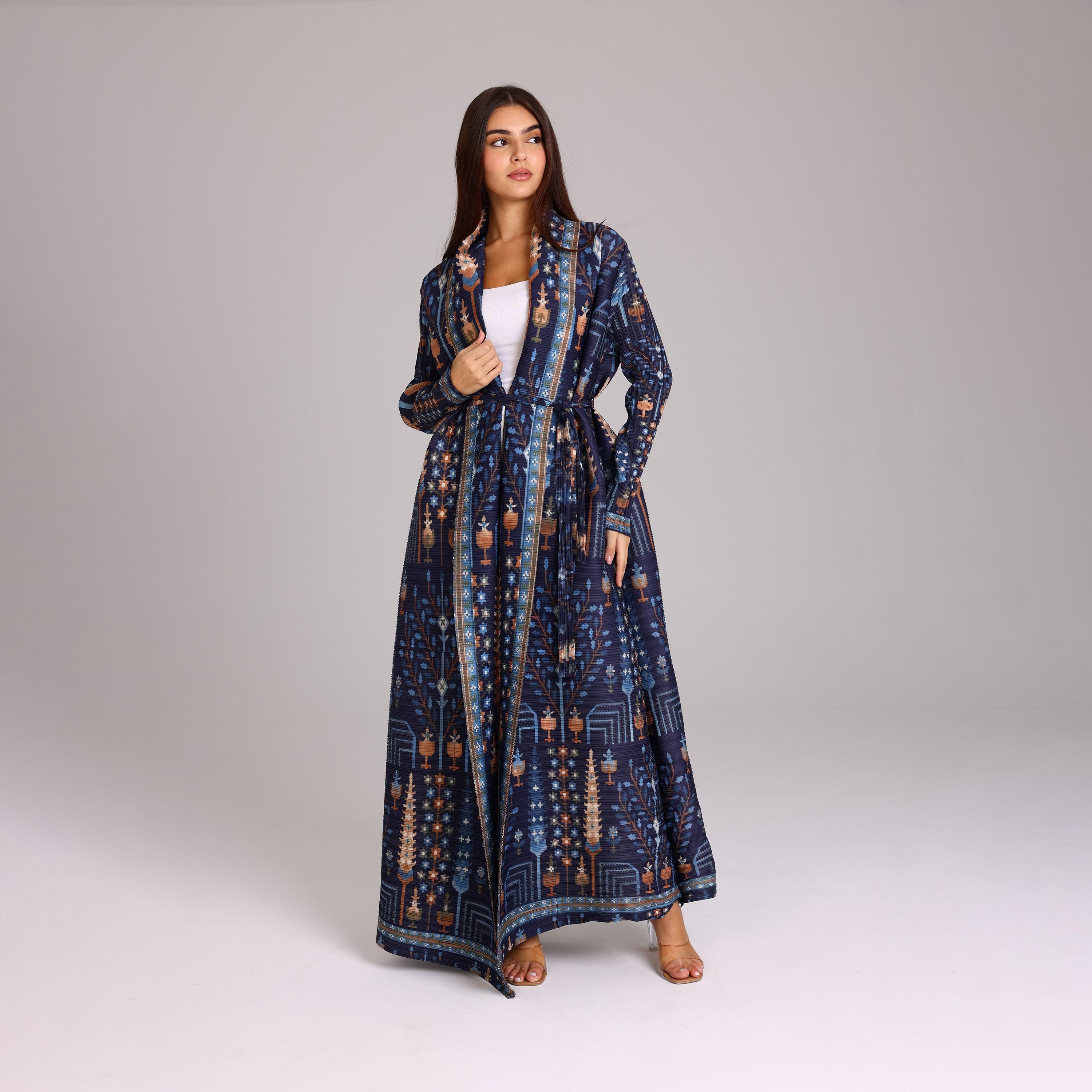 عباية نسائية بليسيه بطبعة بوهيمية متعددة الألوان من إككسا.-women-arabicclothing-abayas-image-4