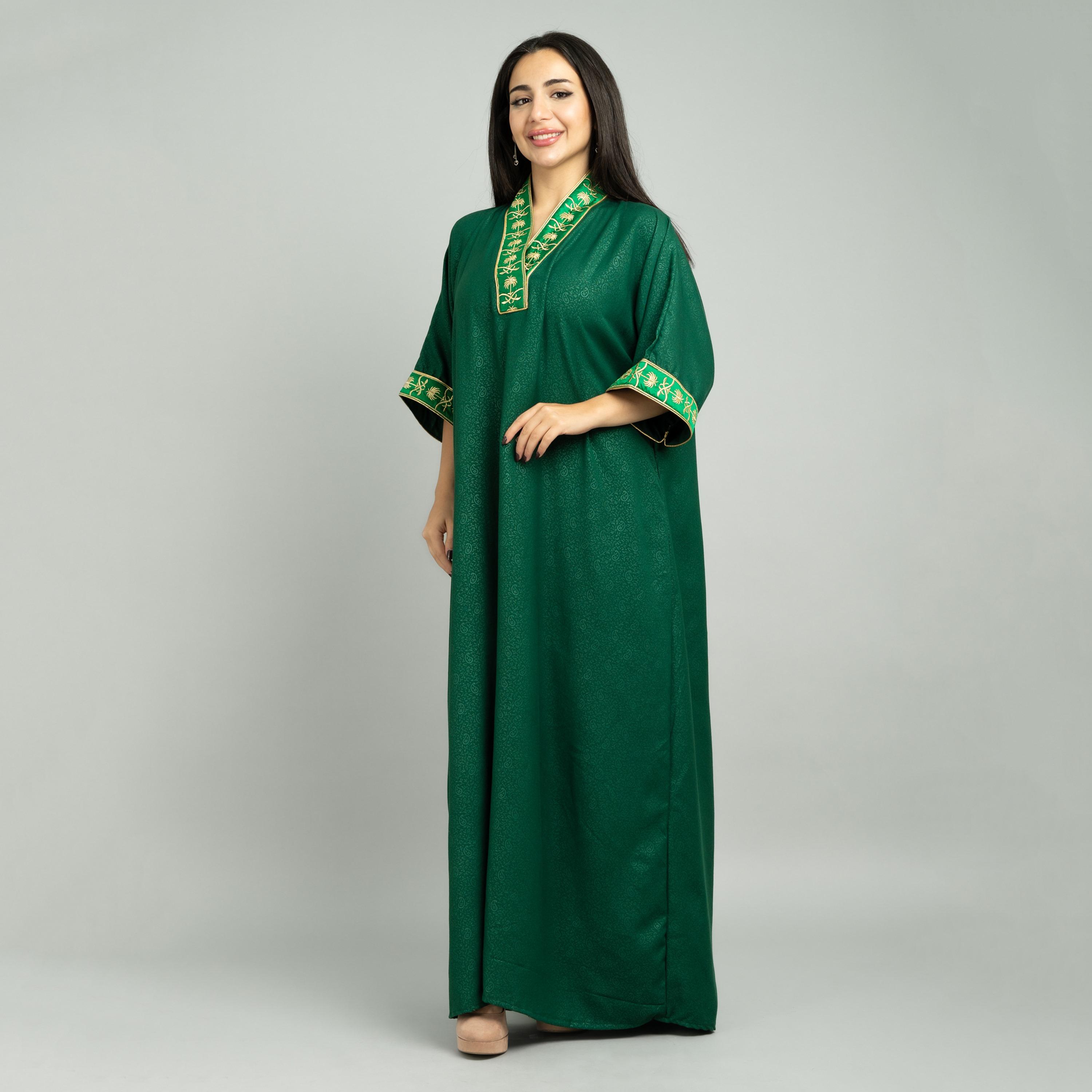 IKKXA جلابية نسائية مطرزة باللون الأخضر-women-arabicclothing-jalabiyas-image-5