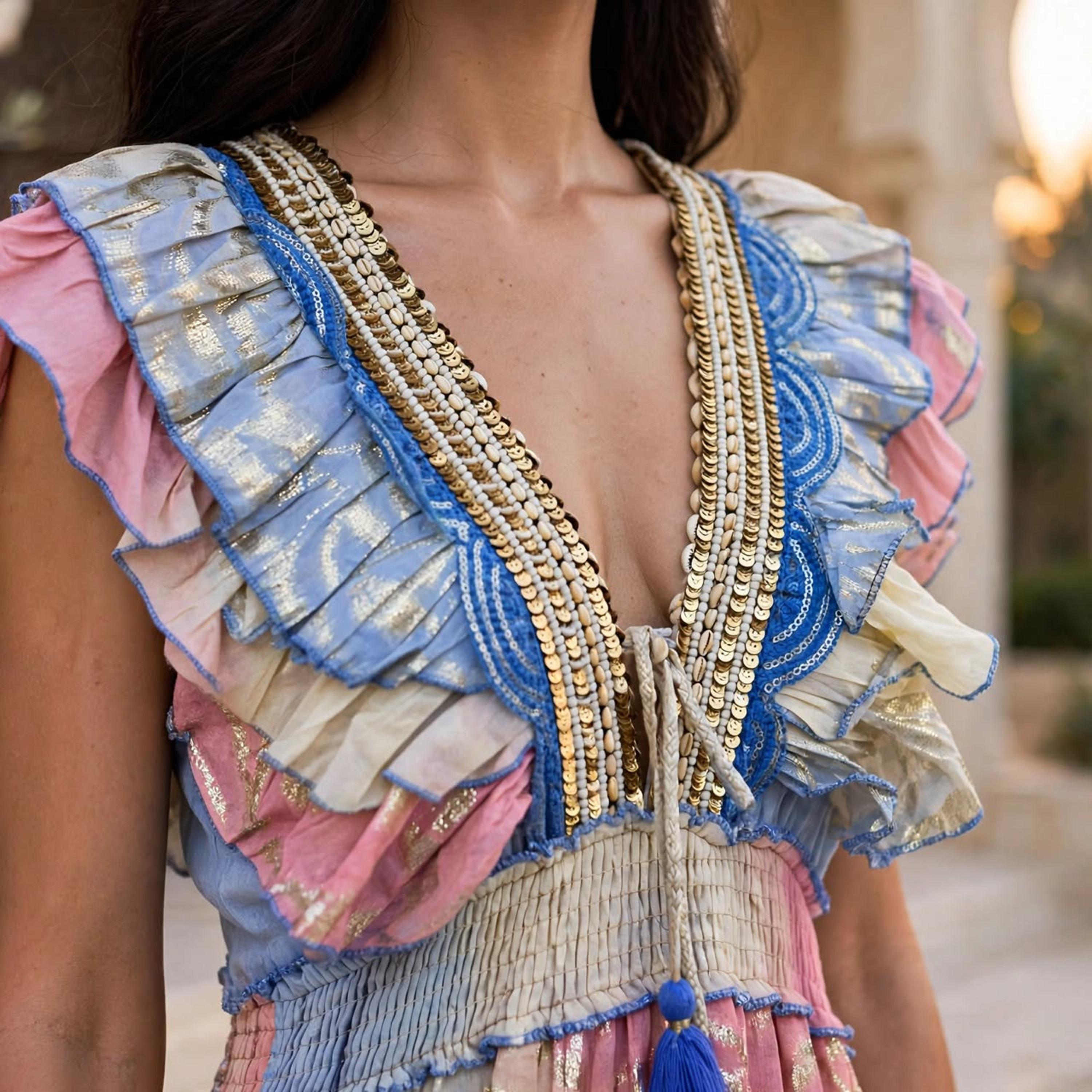 جلابية سهرة حريمي متعددة الطبقات مكشوفة الأكتاف بكشكشة ولمعة معدنية من إككسا-women-arabicclothing-jalabiyas-image-2