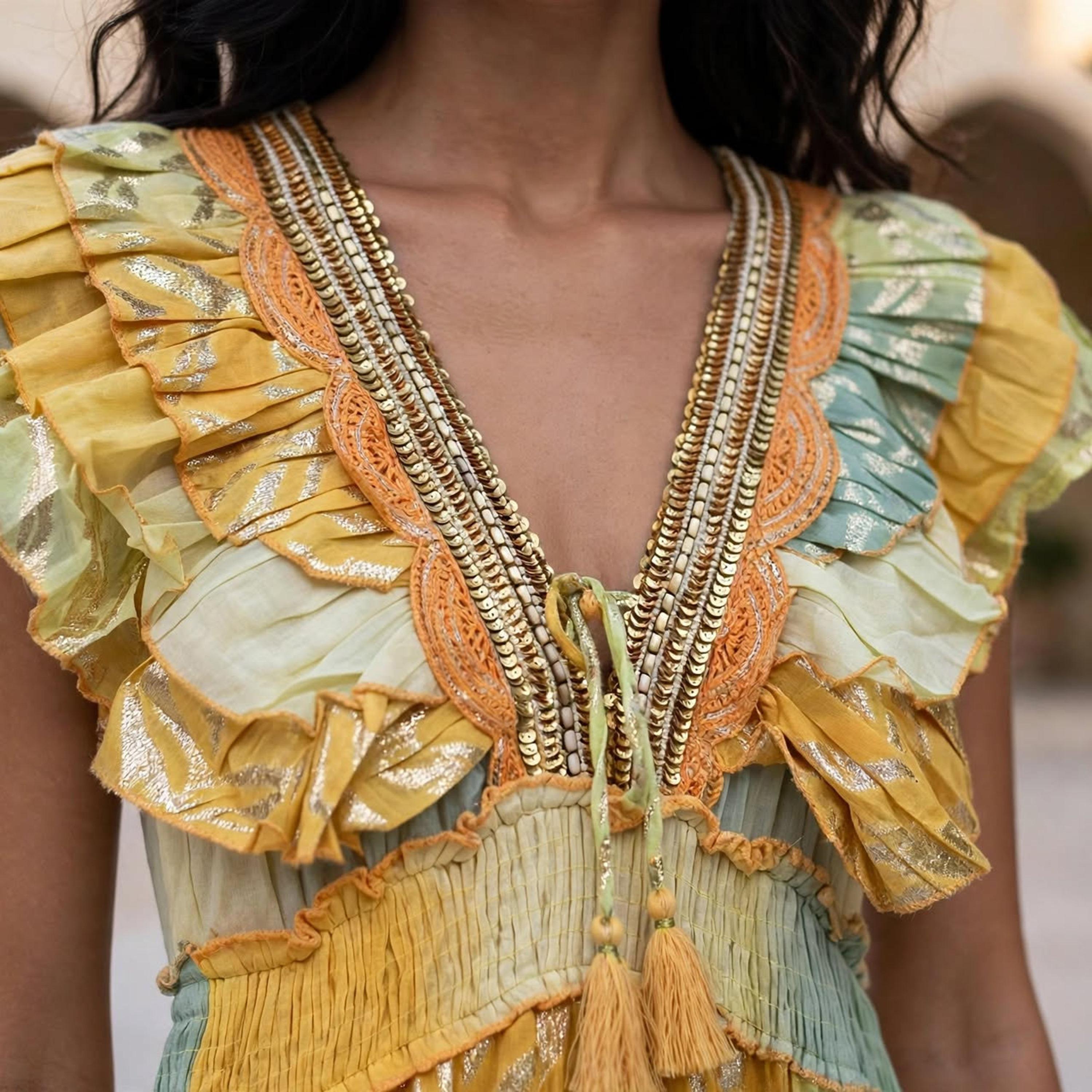 IKKXA Ruffle Metallic Off-Shoulder Women's Evening Tiered Jalabiya-women-arabicclothing-jalabiyas-image-2