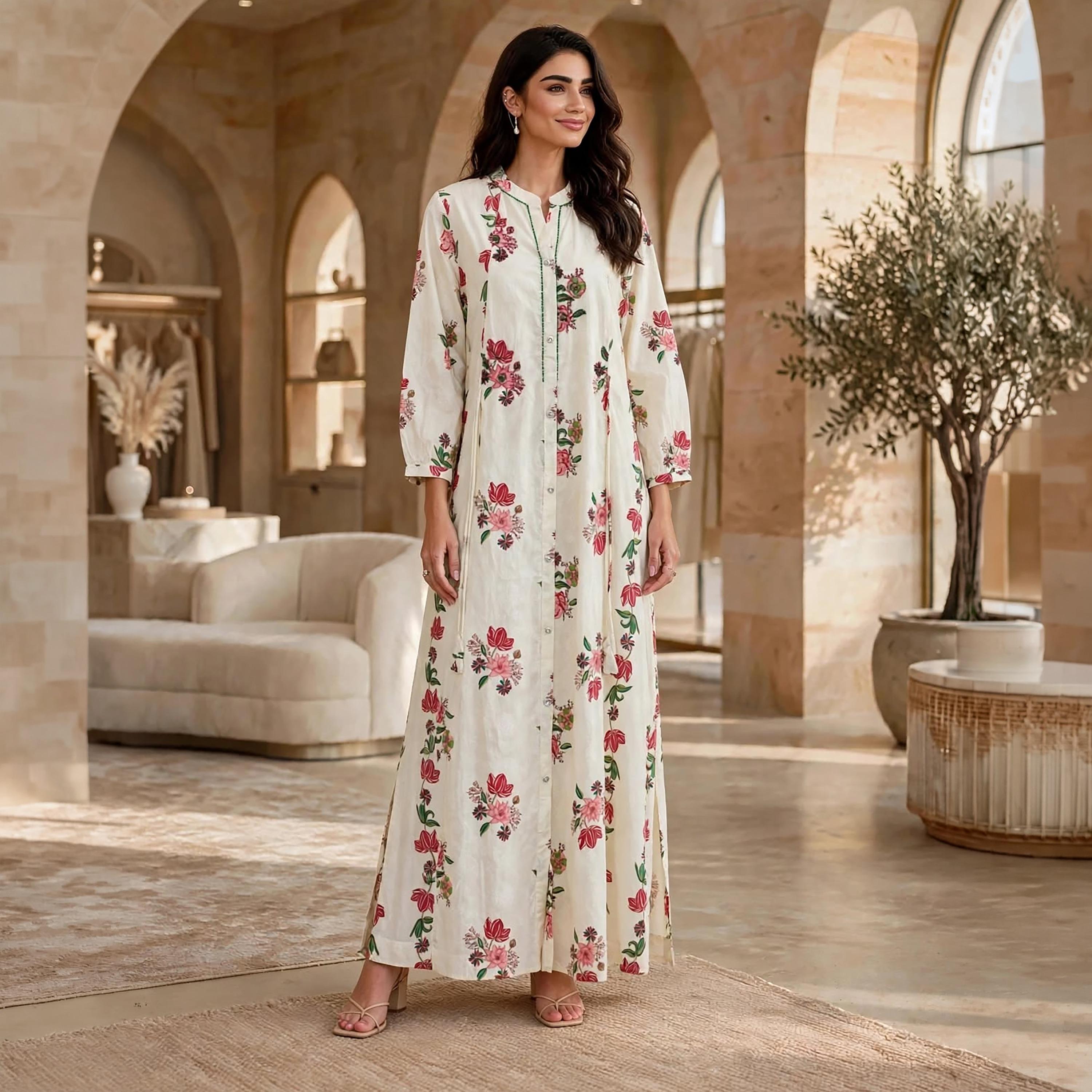 IKKXA Floral Print Mandarin Collar Women's Fit & Flared Dress-women-clothing-dresses-image-6