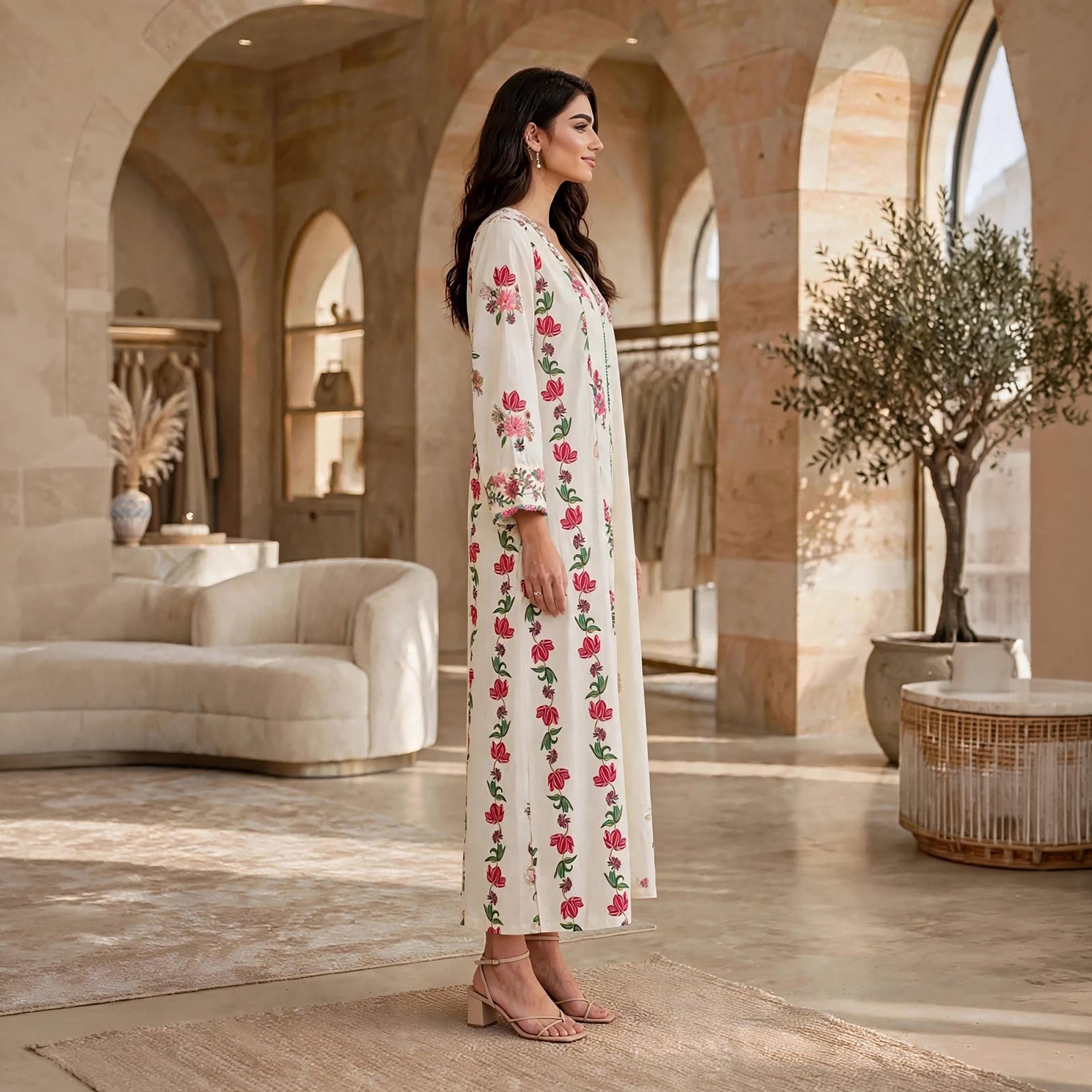 IKKXA Floral Print Mandarin Collar Women's Fit & Flared Dress-women-clothing-dresses-image-8