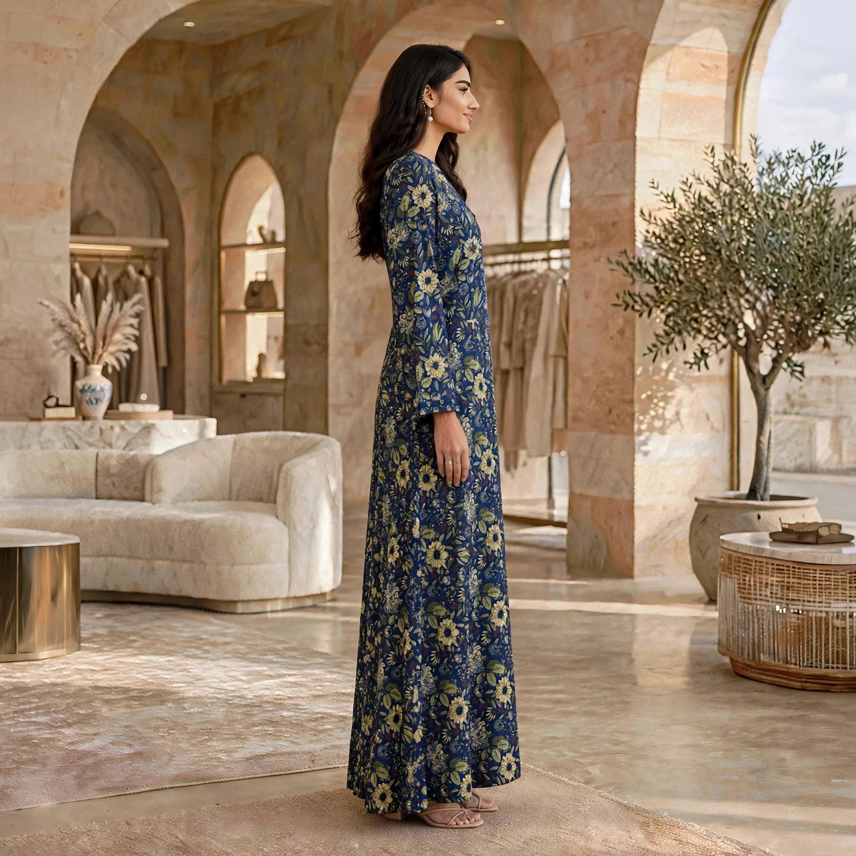 IKKXA Floral Print Women's Wrap Style Jalabiya-women-arabicclothing-jalabiyas-image-3