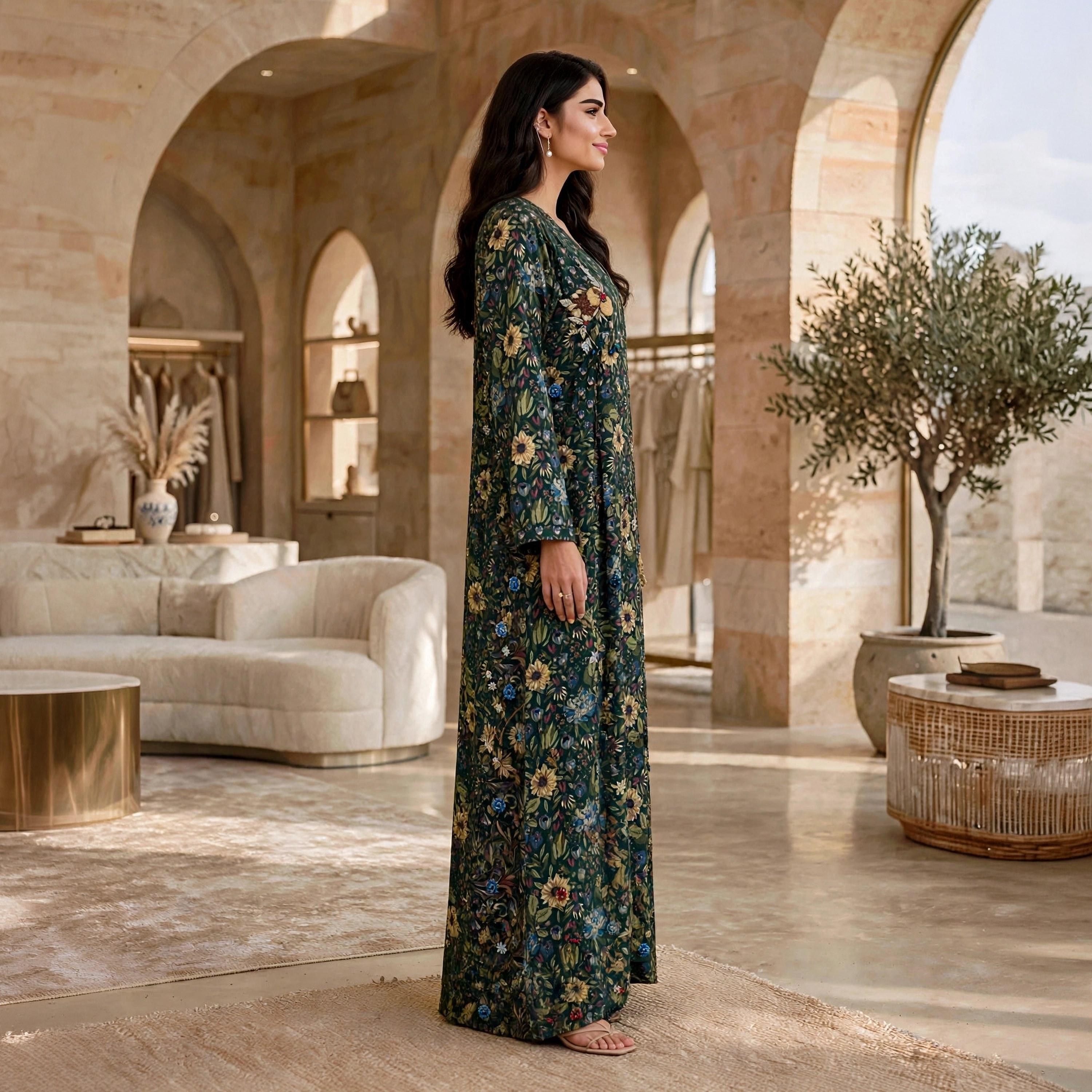 IKKXA Floral Print Women's Wrap Style Jalabiya-women-arabicclothing-jalabiyas-image-8