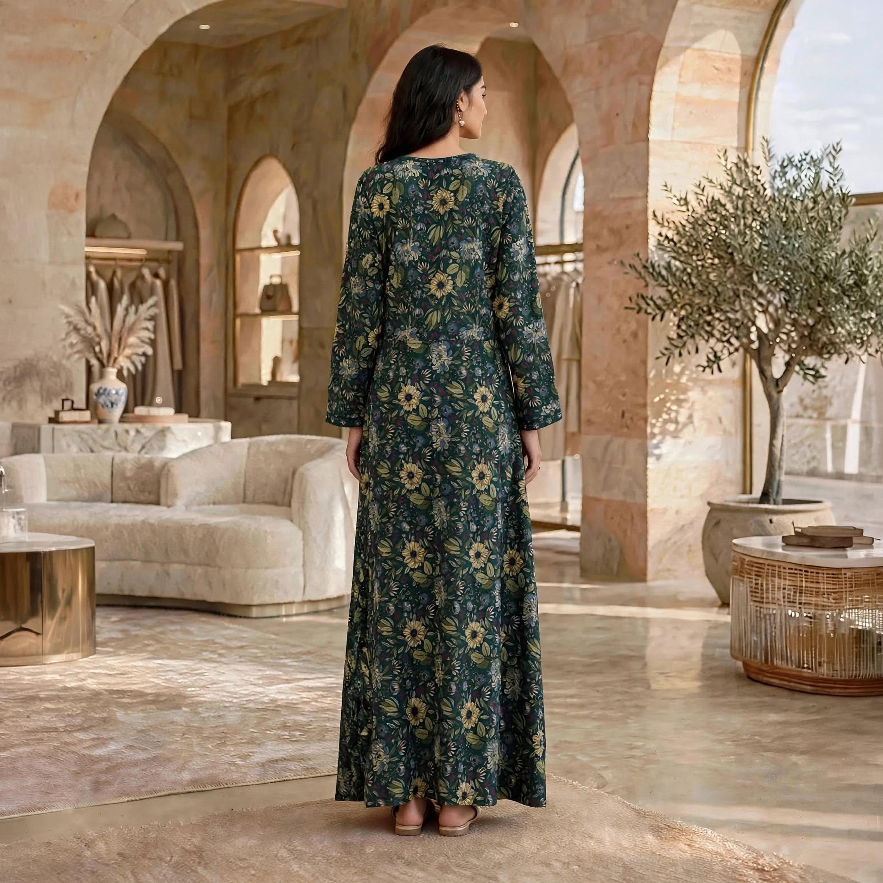 IKKXA Floral Print Women's Wrap Style Jalabiya-women-arabicclothing-jalabiyas-image-5