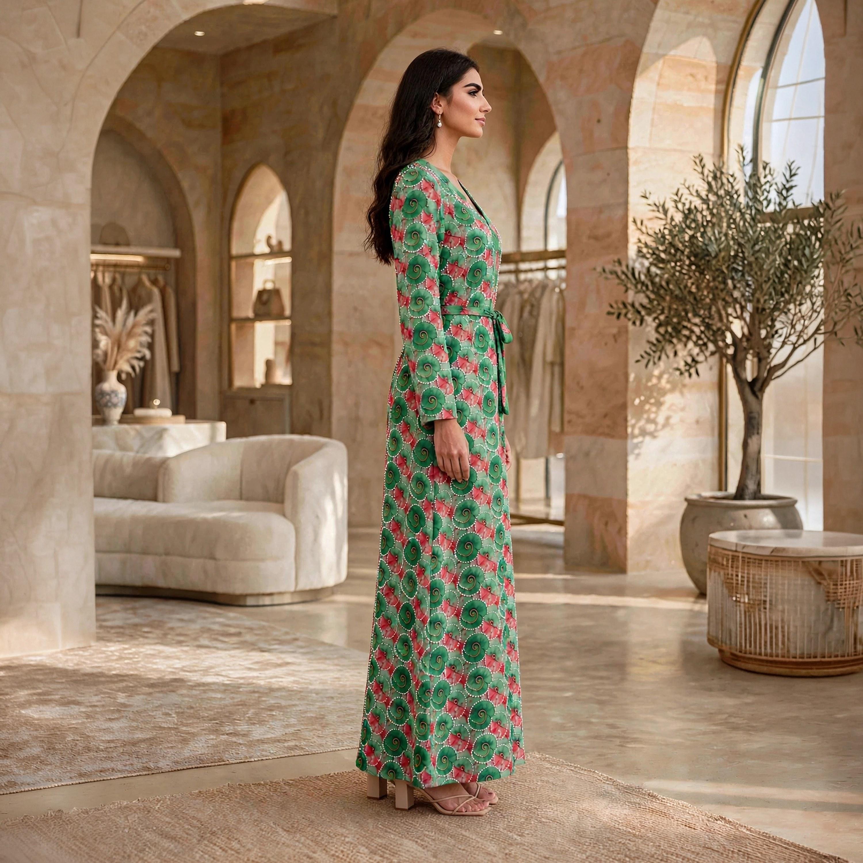 فستان حريمي مزخرف بنقشات دوامية بحزام من إيكسا-women-clothing-dresses-image-8