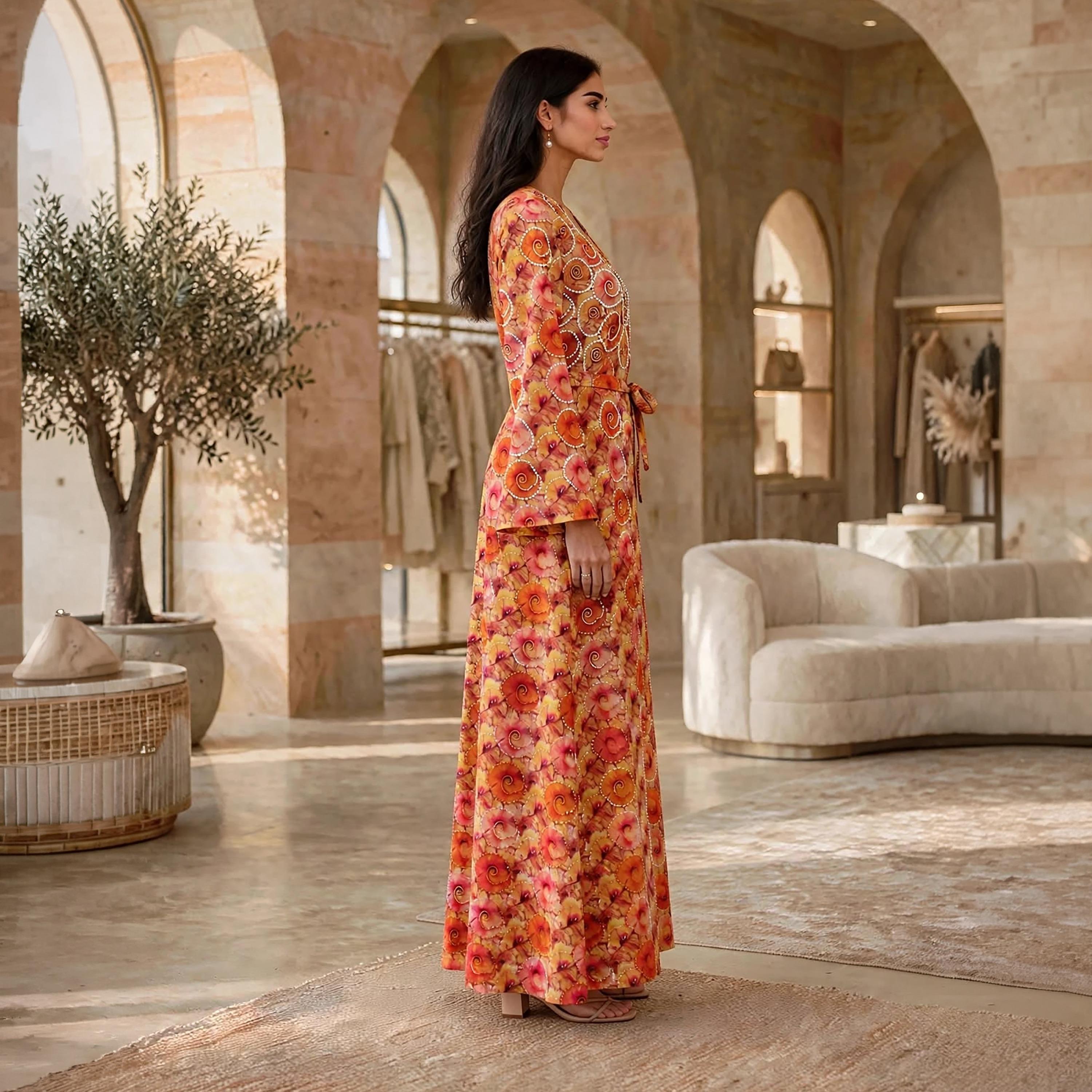 فستان حريمي مزخرف بنقشات دوامية بحزام من إيكسا-women-clothing-dresses-image-13