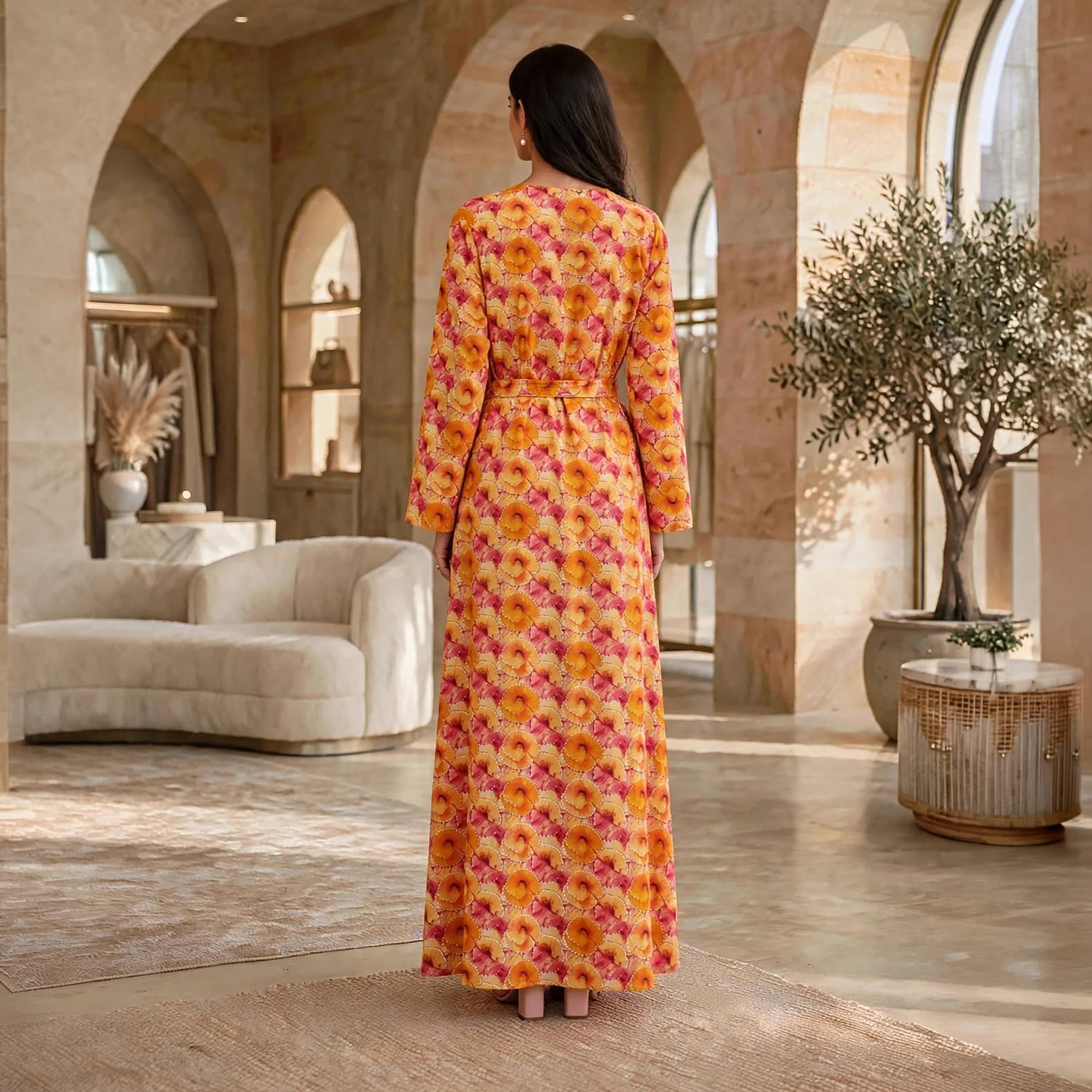 فستان حريمي مزخرف بنقشات دوامية بحزام من إيكسا-women-clothing-dresses-image-15
