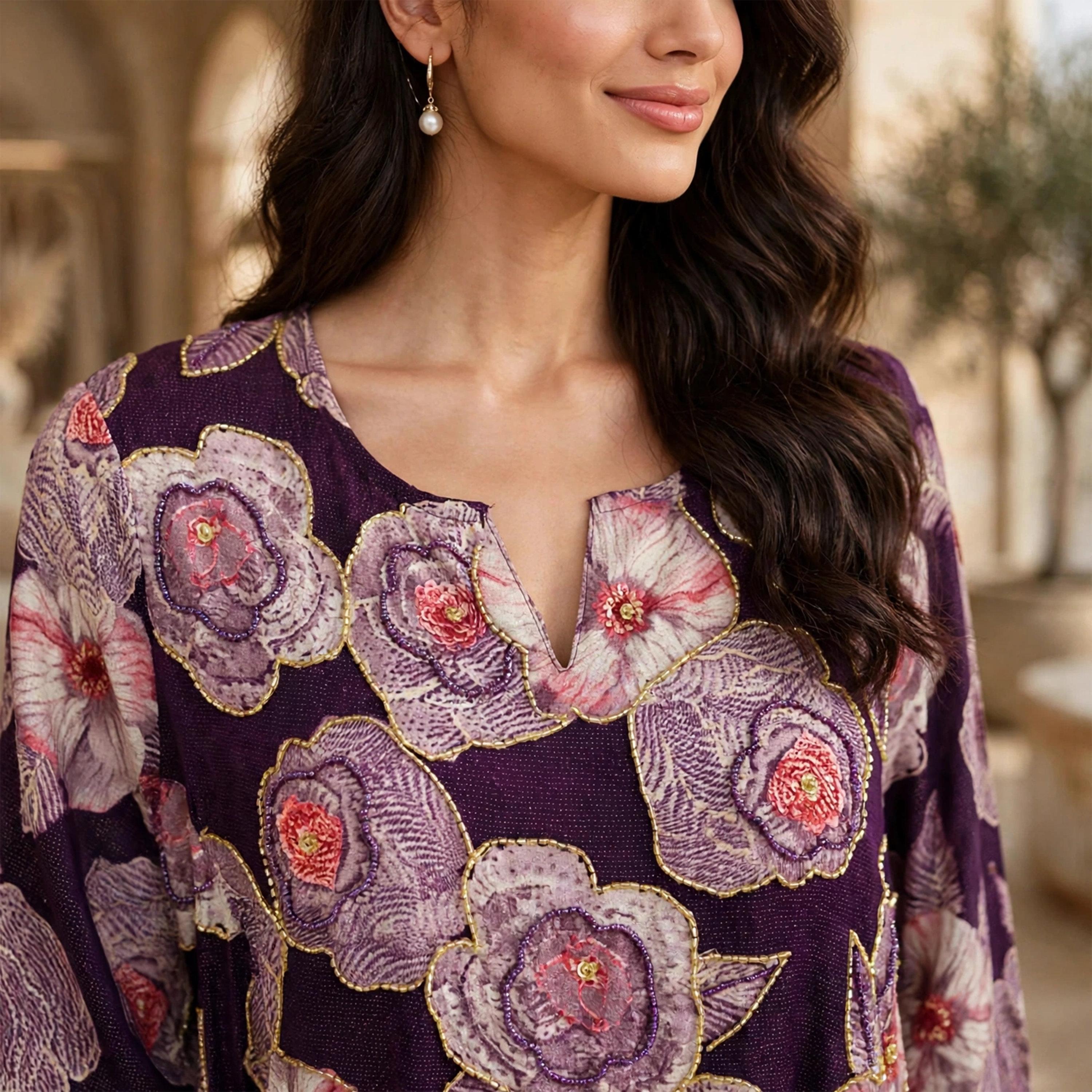 فستان حريمي بقصة ضيقة من الأعلى وواسعة تدريجياً بطبعة زهور وأكمام بكشكشة من إيكسا-women-clothing-dresses-image-2