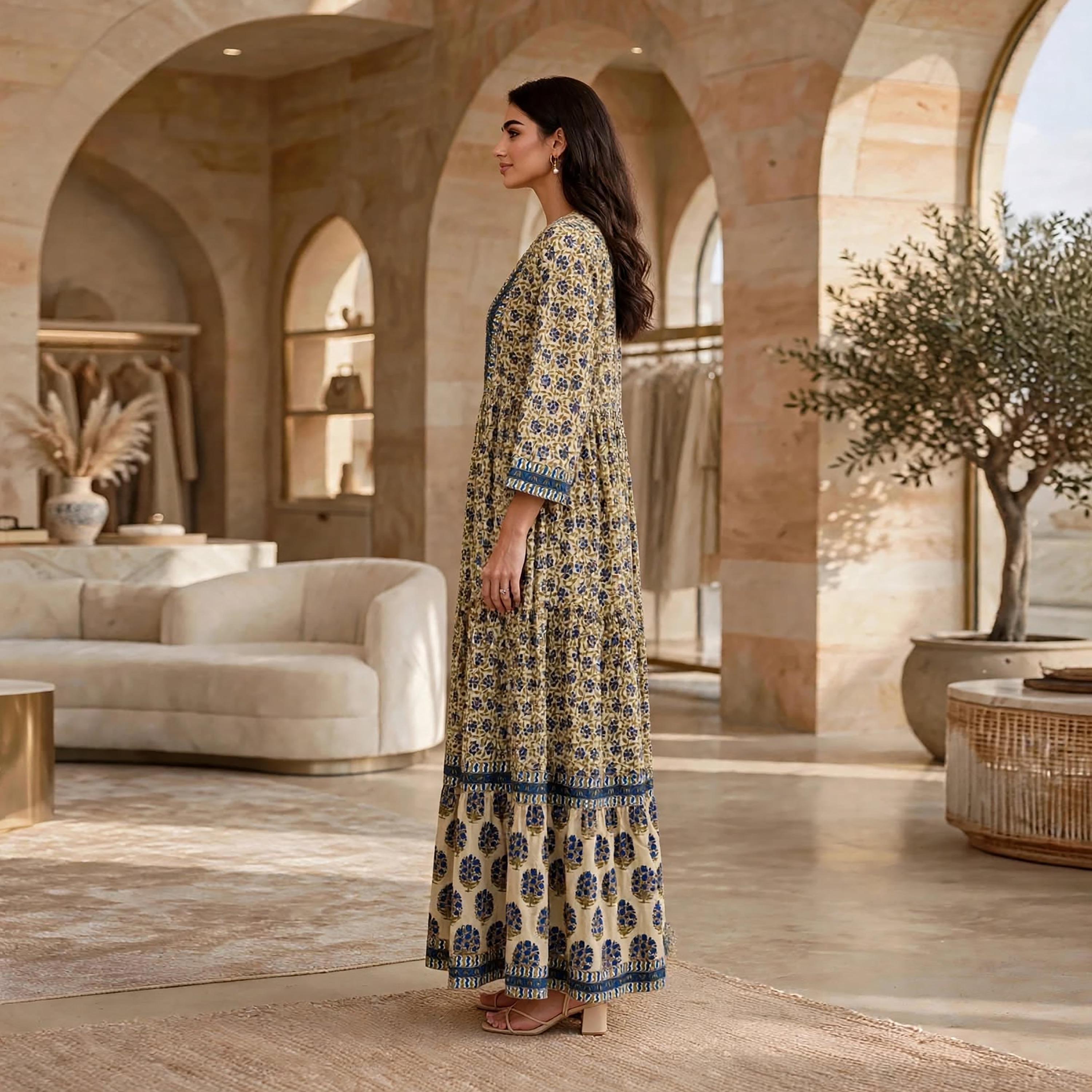 فستان حريمي بطبقات متدرجة بطبعة زهور من إيكسا-women-clothing-dresses-image-4