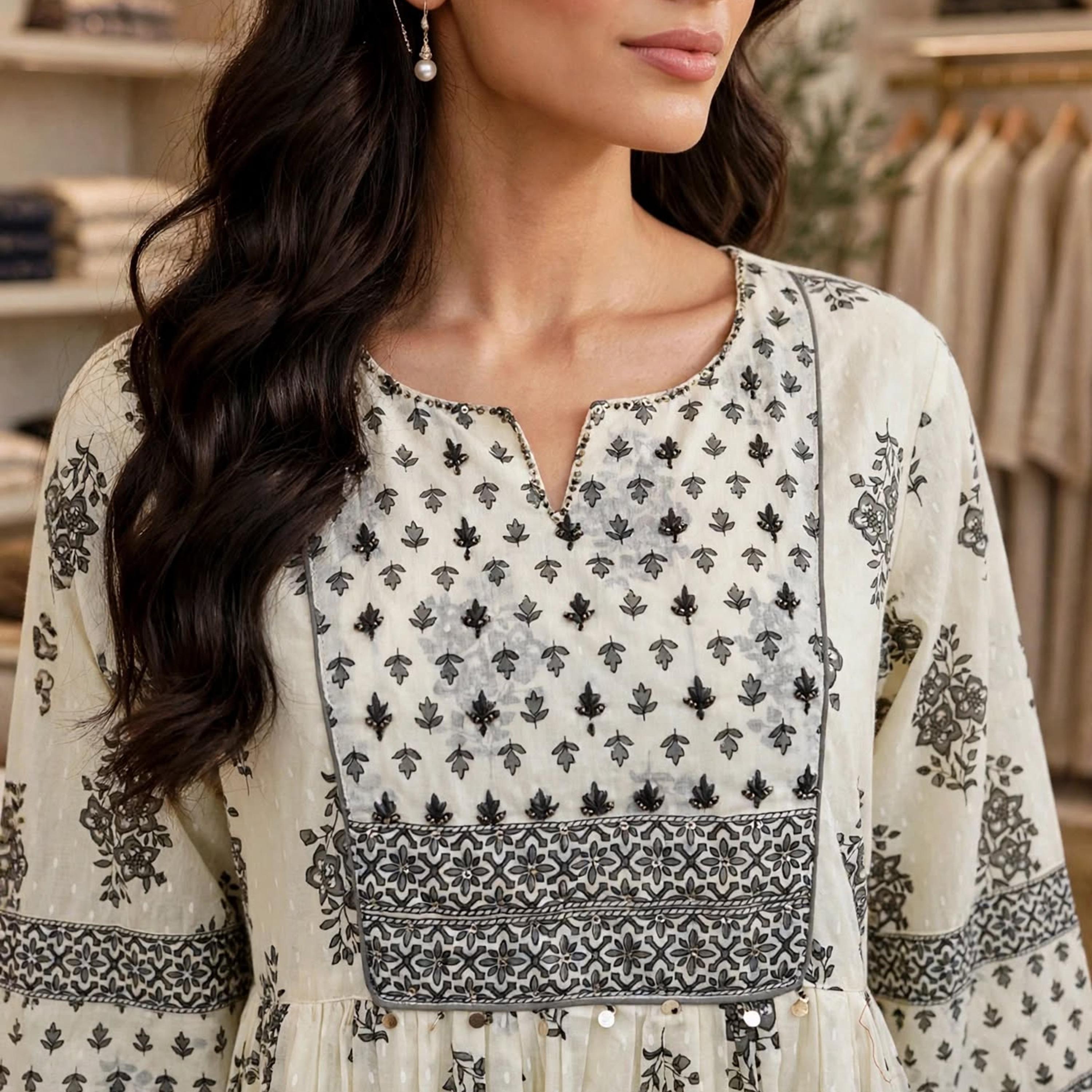 فستان حريمي بطبقات متدرجة بطبعة زهور من إيكسا-women-clothing-dresses-image-2