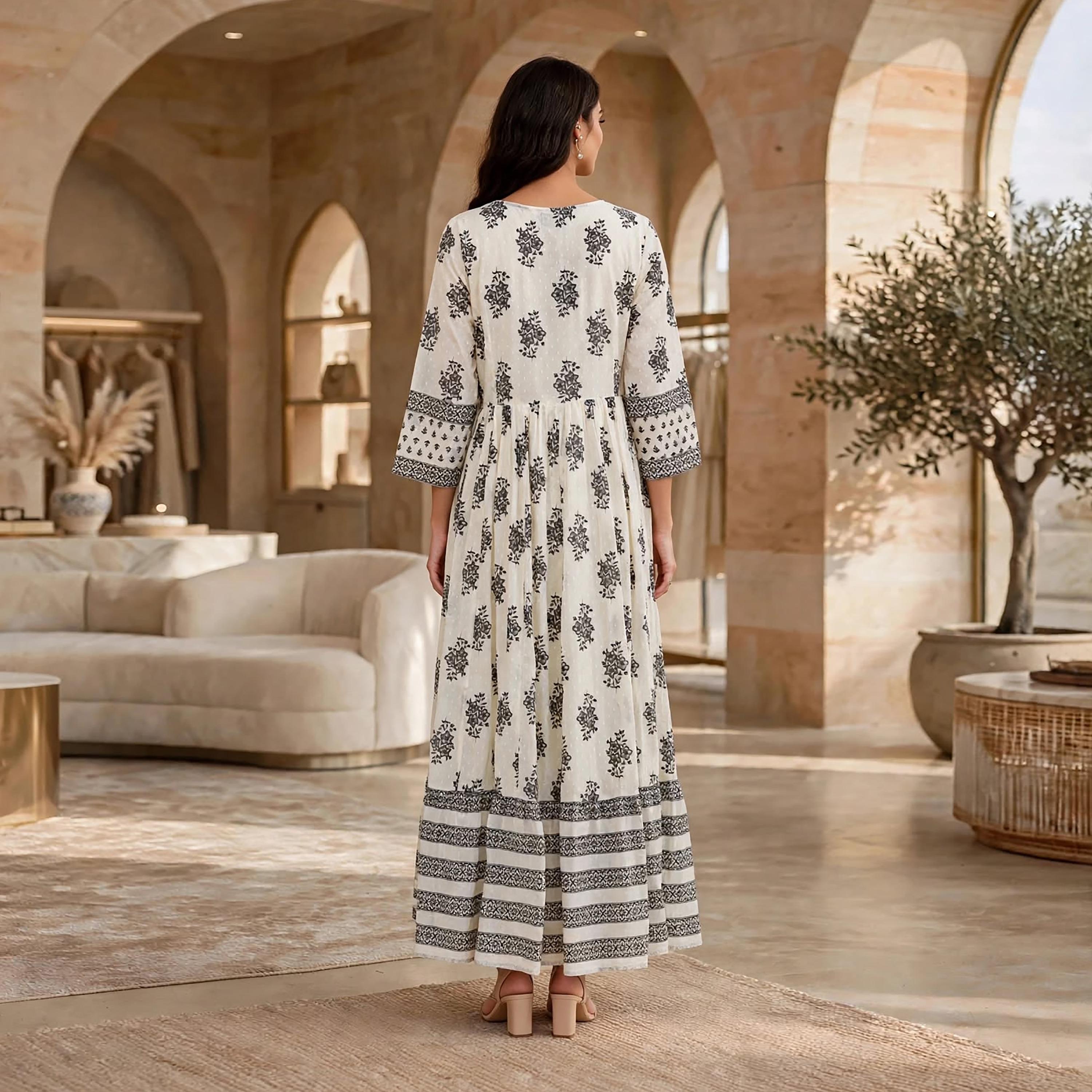 فستان حريمي بطبقات متدرجة بطبعة زهور من إيكسا-women-clothing-dresses-image-5