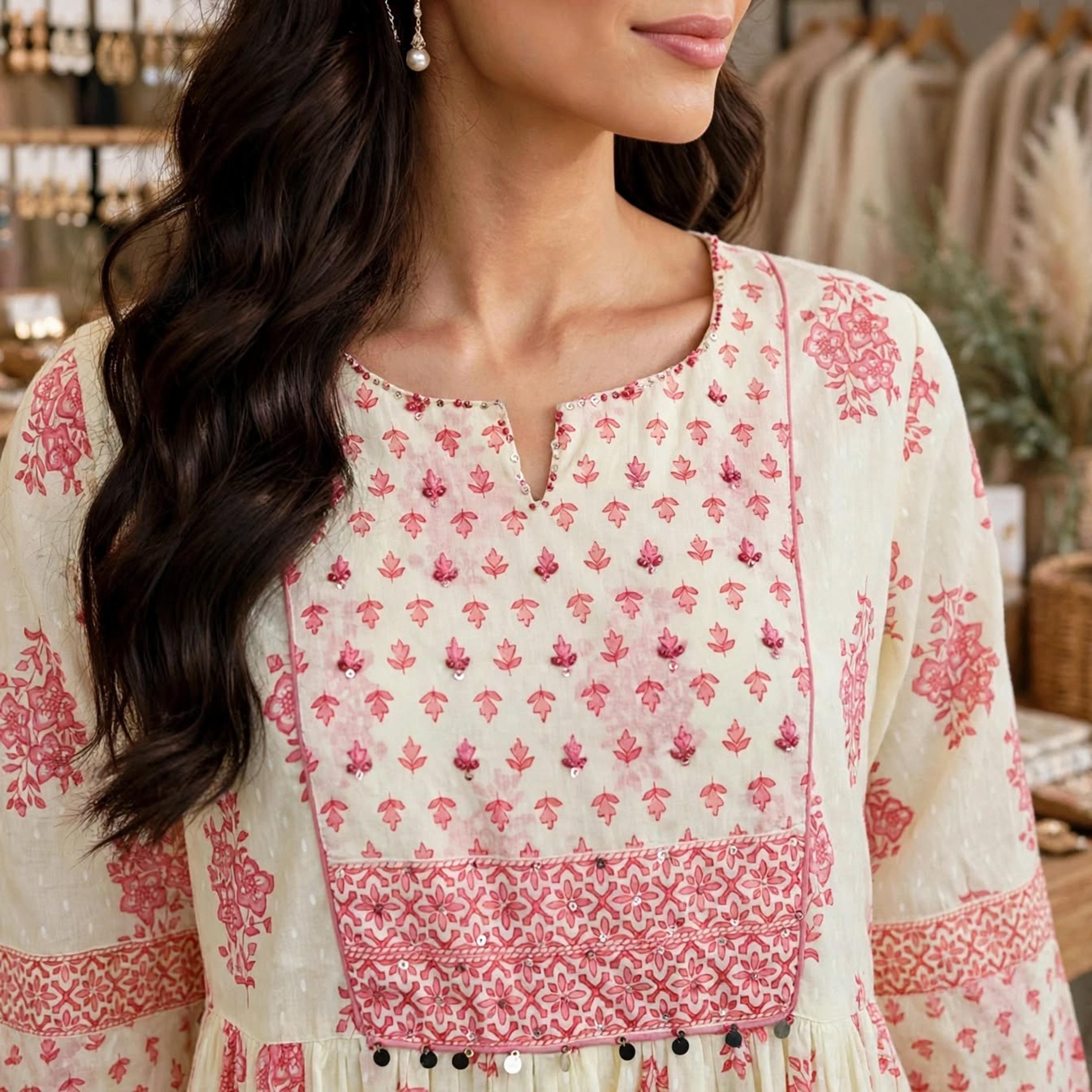فستان حريمي بطبقات متدرجة بطبعة زهور من إيكسا-women-clothing-dresses-image-2