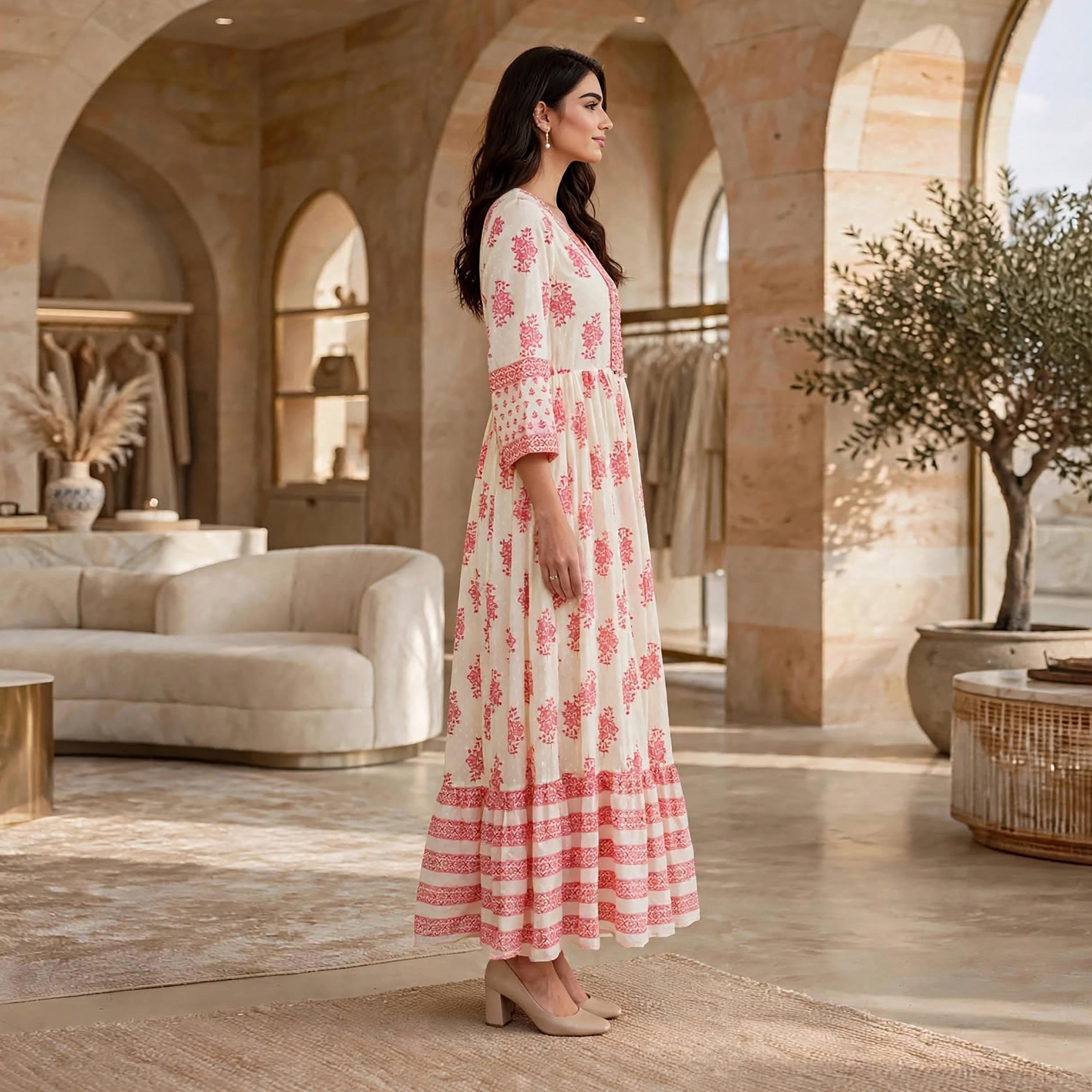 فستان حريمي بطبقات متدرجة بطبعة زهور من إيكسا-women-clothing-dresses-image-8