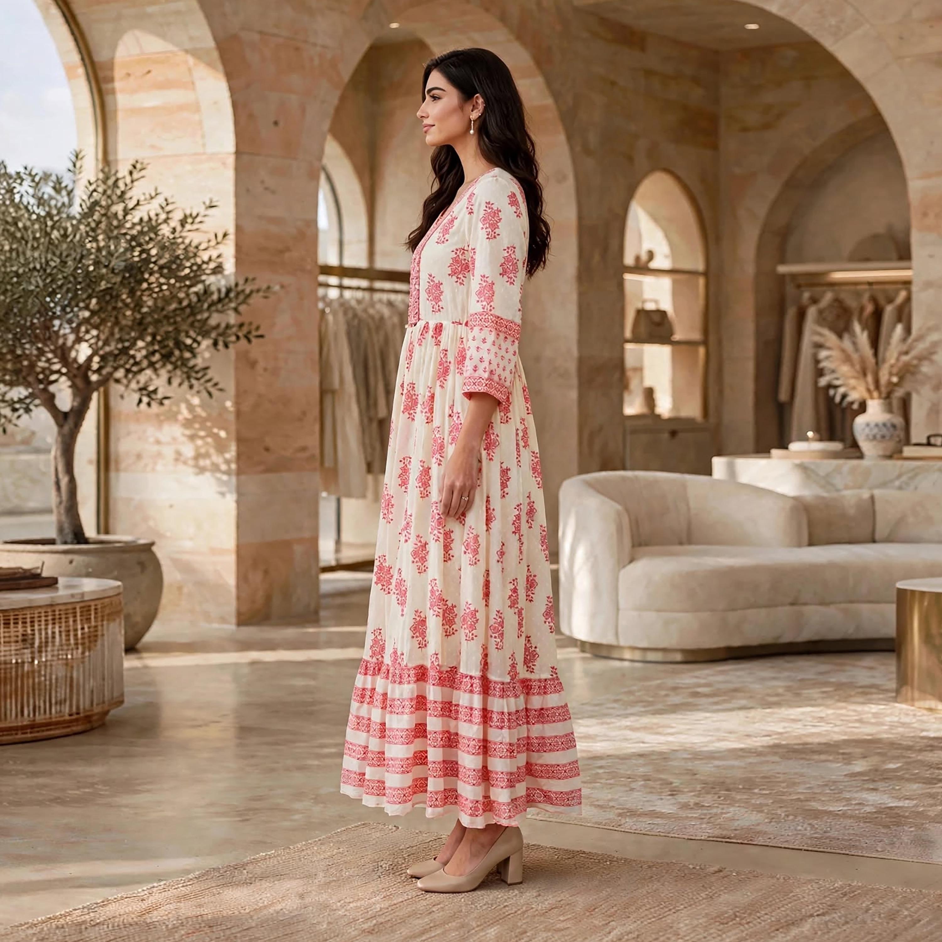 فستان حريمي بطبقات متدرجة بطبعة زهور من إيكسا-women-clothing-dresses-image-9