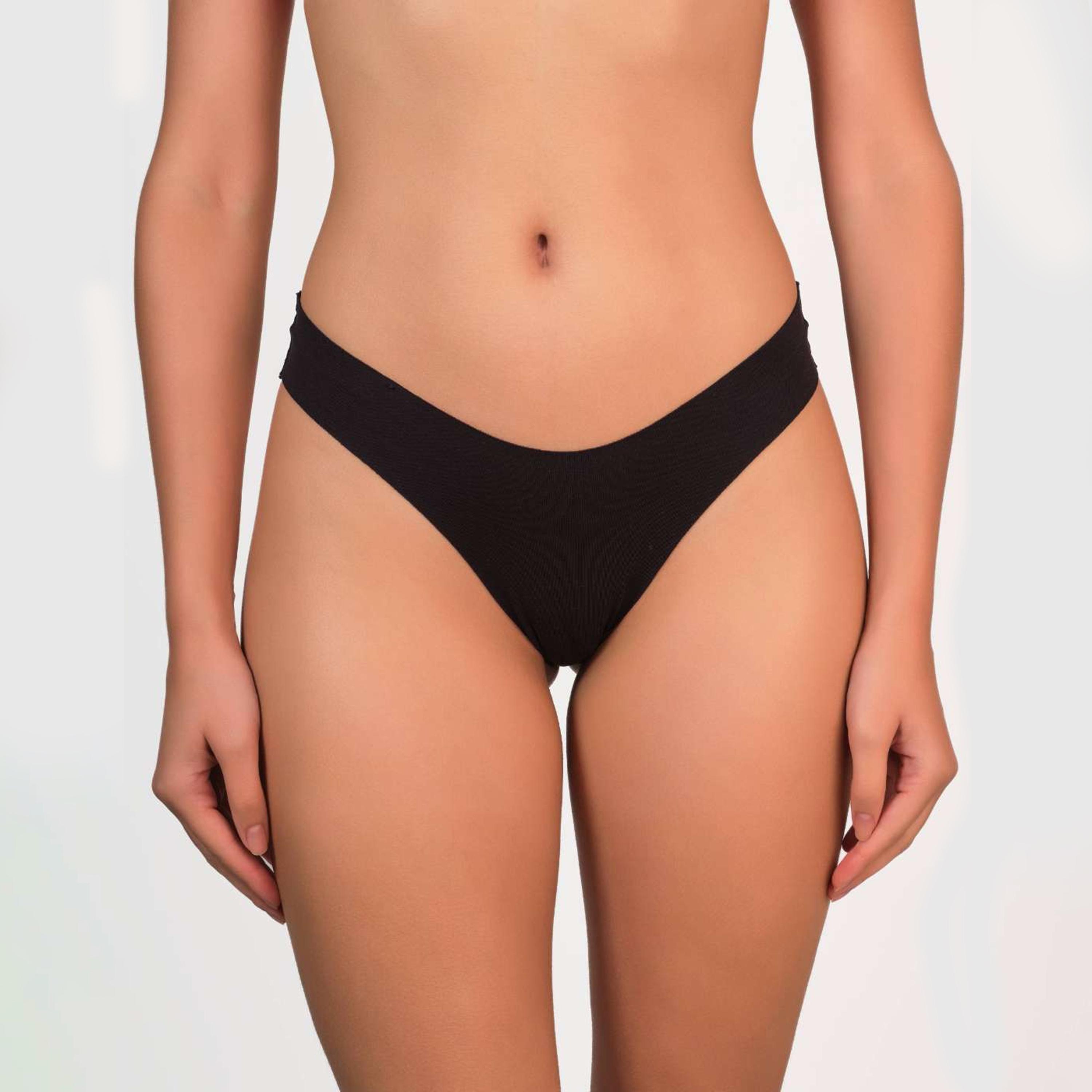 Isla & Evie Everyday Black Plain Low Coverage Women's Thong Panty-women-clothing-lingerie-panties-image-1