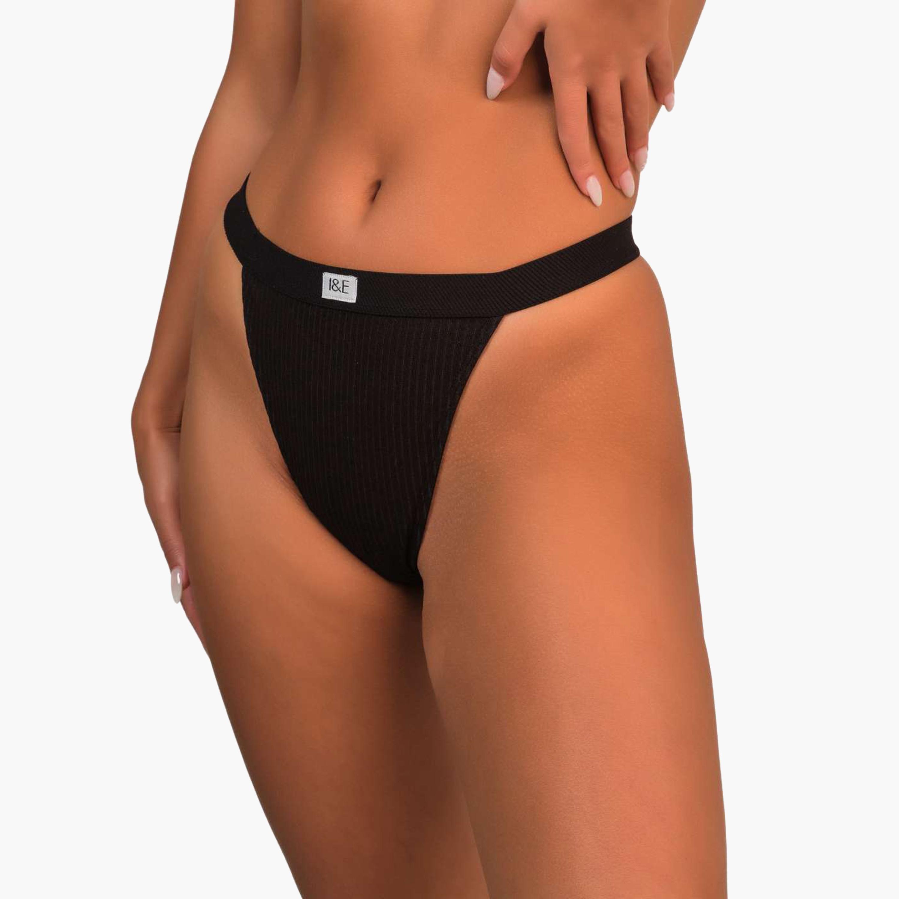 Isla & Evie Trendy Black Low Coverage Women's String Panties-women-clothing-lingerie-panties-image-2