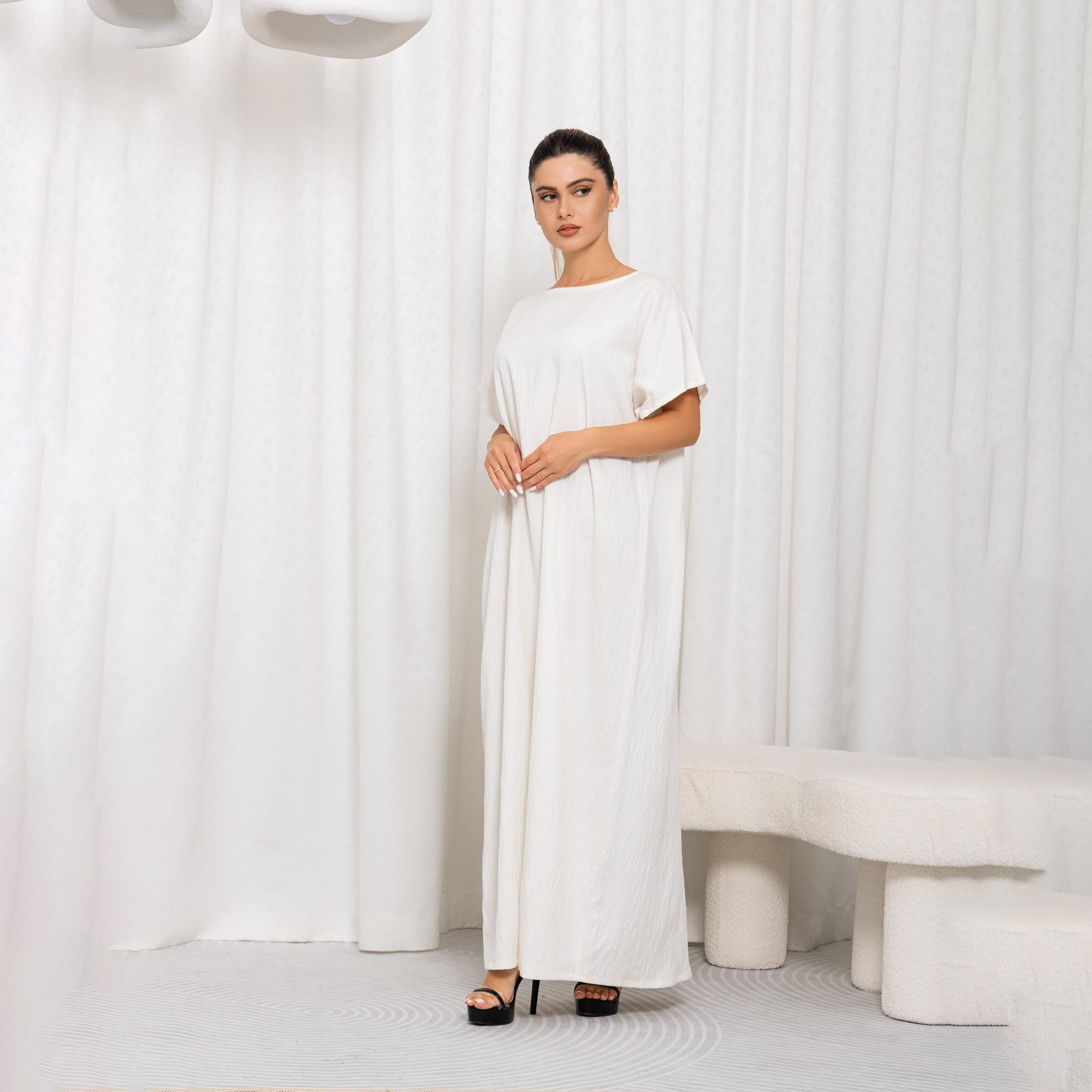 Nikias Off-White American Linen Women's Abaya Inner Dress-women-arabicclothing-abayainner-image-1