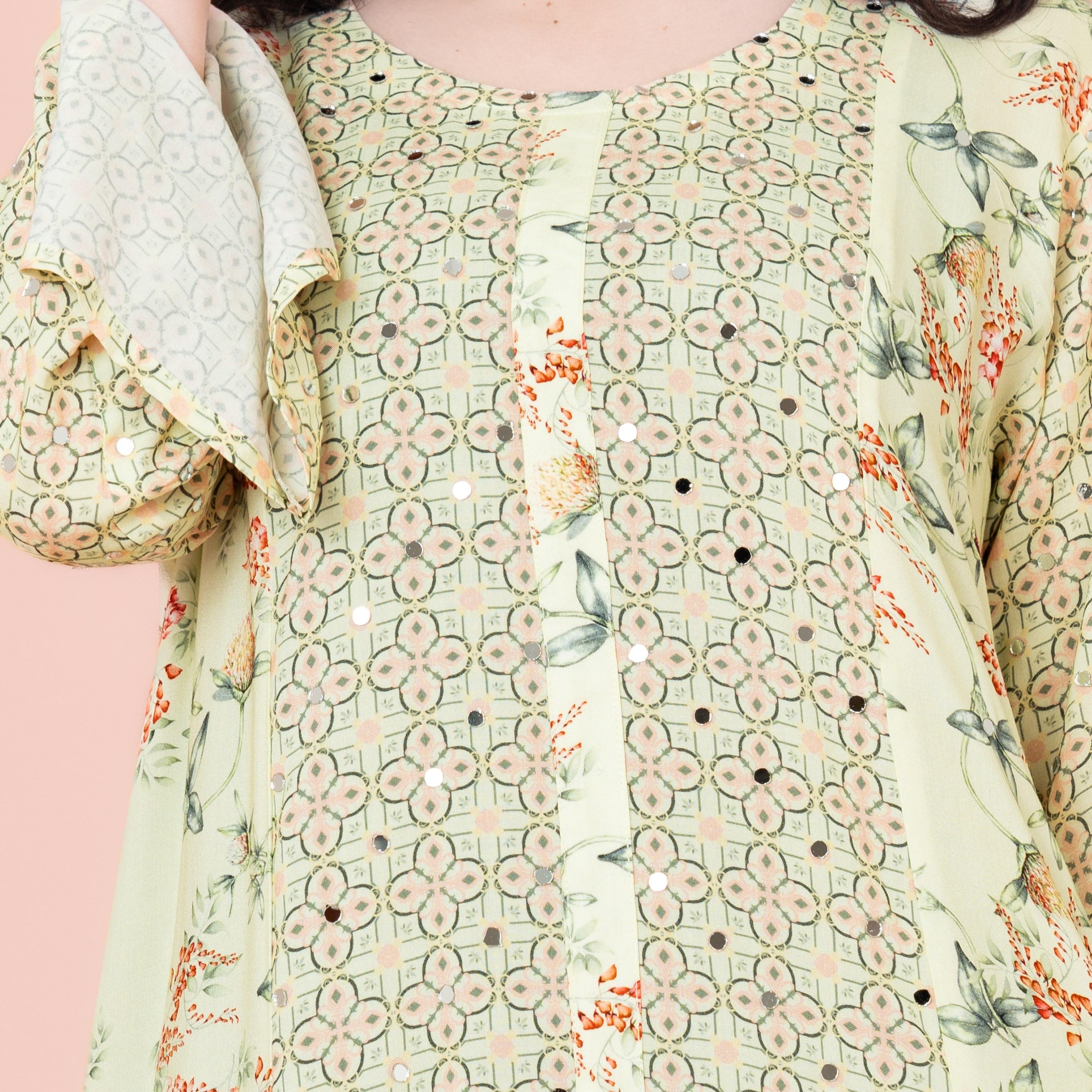 IKKXA Slit Sleeves All Over Printed Jalabiya-women-arabicclothing-jalabiyas-image-2