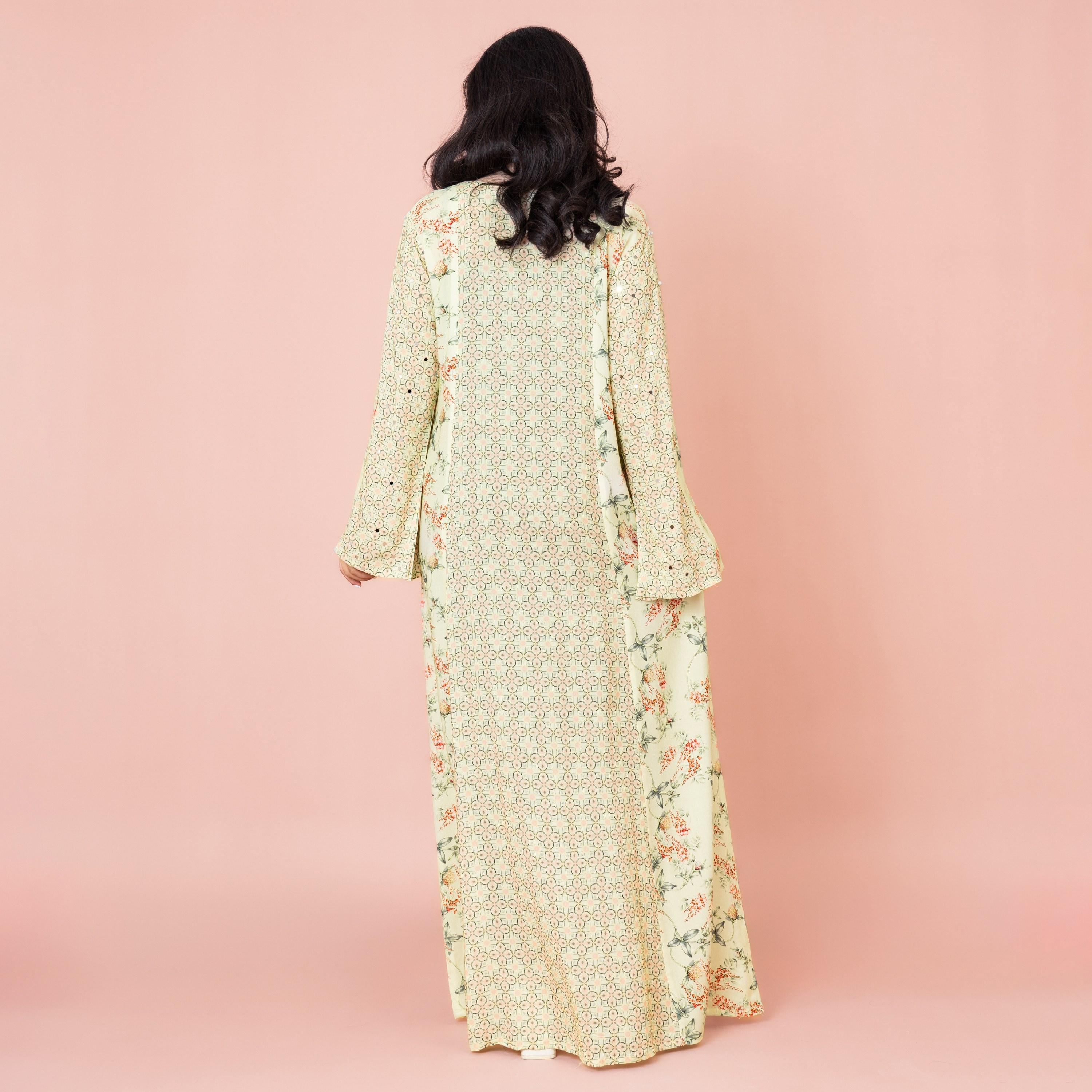IKKXA Slit Sleeves All Over Printed Jalabiya-women-arabicclothing-jalabiyas-image-4