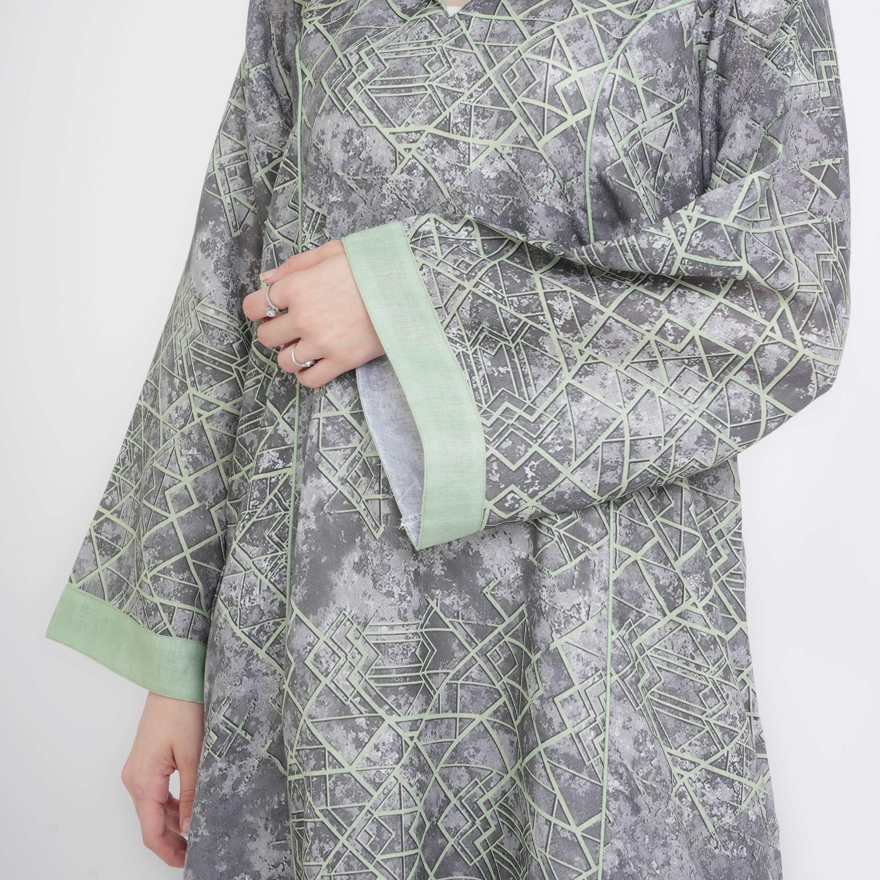 IKKXA Geometric Print Wide Sleeves Women's Jalabiya-women-arabicclothing-jalabiyas-image-2