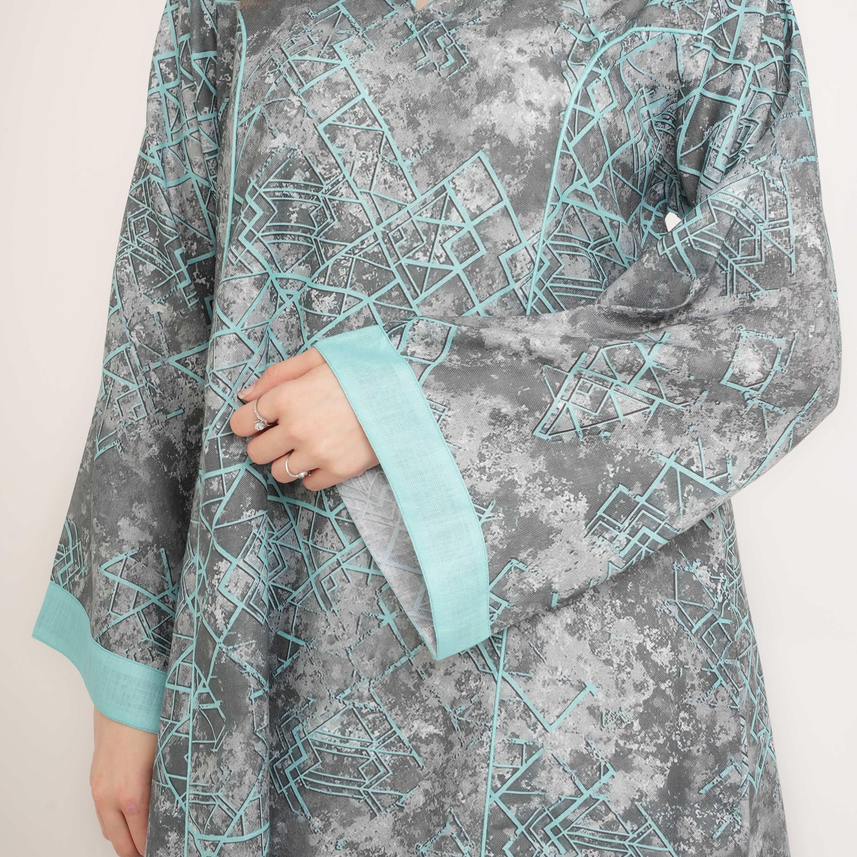 IKKXA Geometric Print Wide Sleeves Women's Jalabiya-women-arabicclothing-jalabiyas-image-6