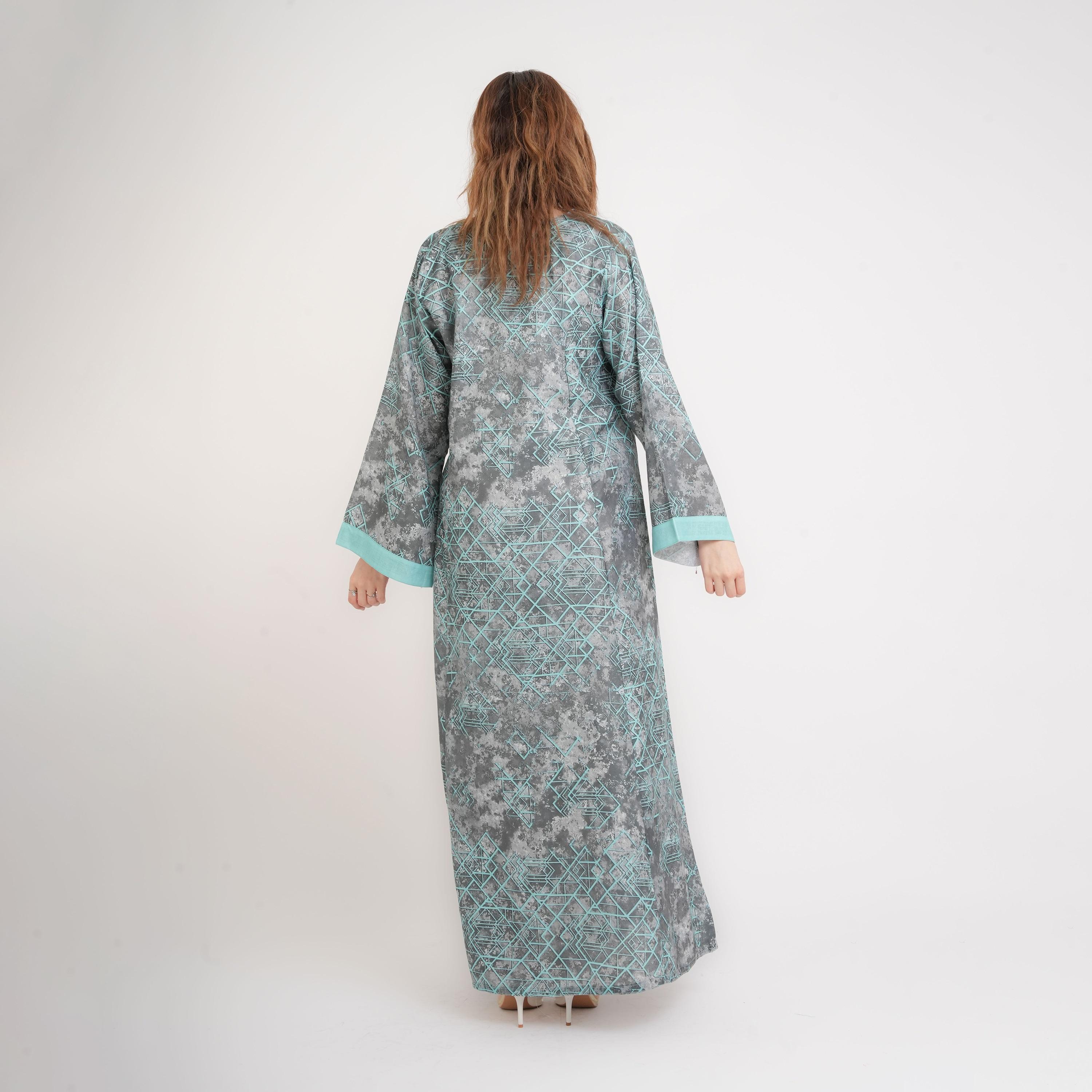 IKKXA Geometric Print Wide Sleeves Women's Jalabiya-women-arabicclothing-jalabiyas-image-8