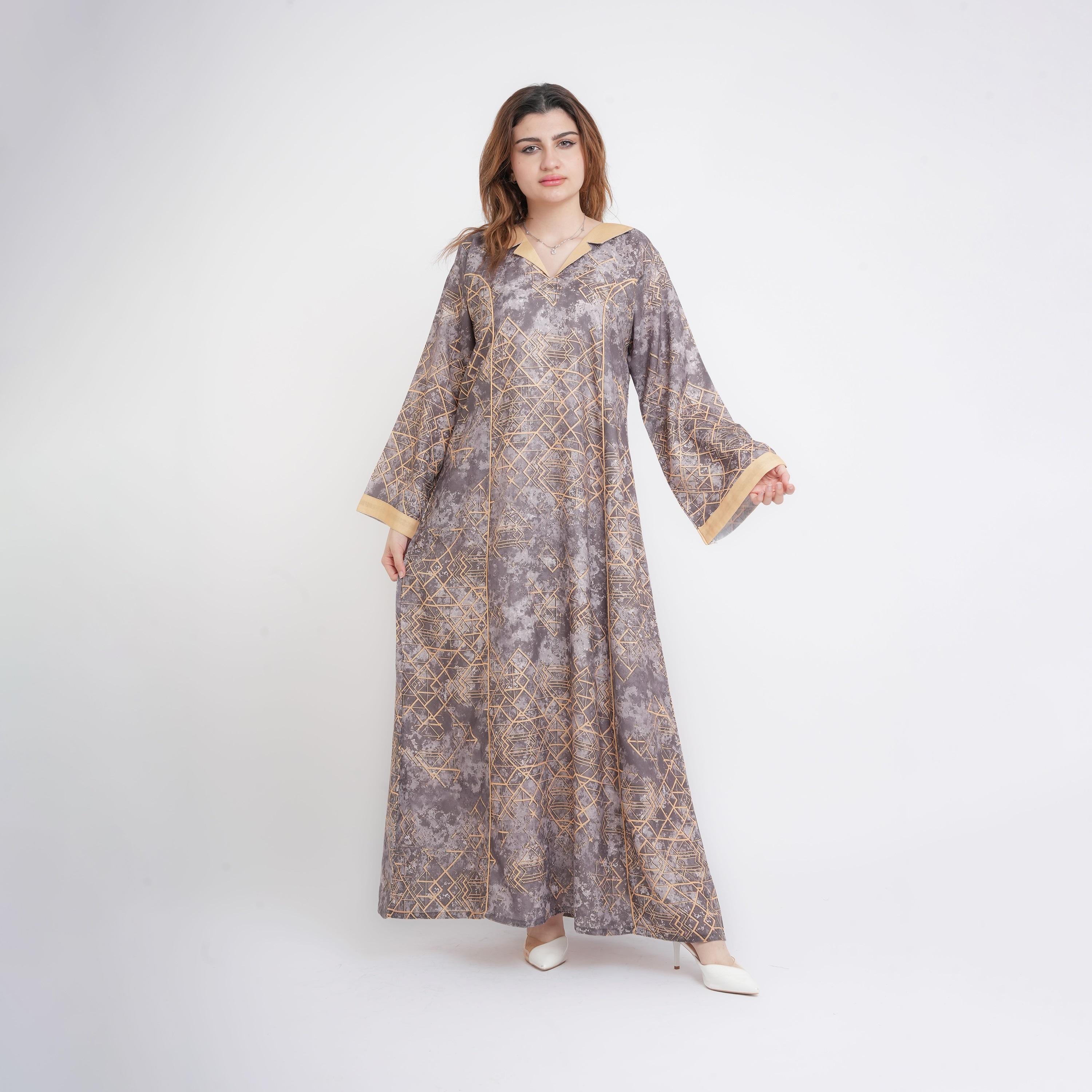 IKKXA Geometric Print Wide Sleeves Women's Jalabiya-women-arabicclothing-jalabiyas-image-9